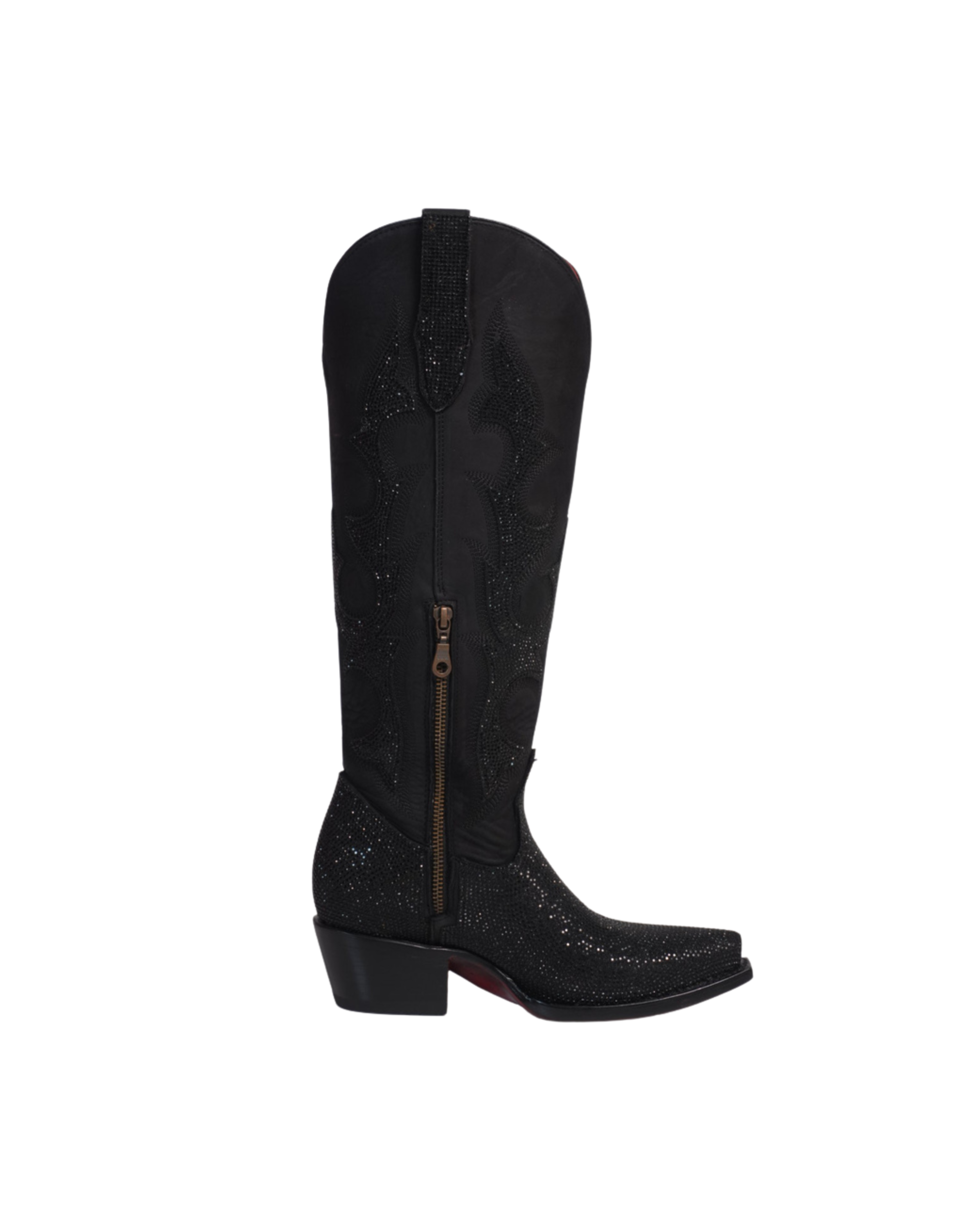 BOTA ALTA PARA MUJER LA HERRADURA SALOMÉ PUNTUAL NOBUCK NEGRO PUNTA CUADRADA