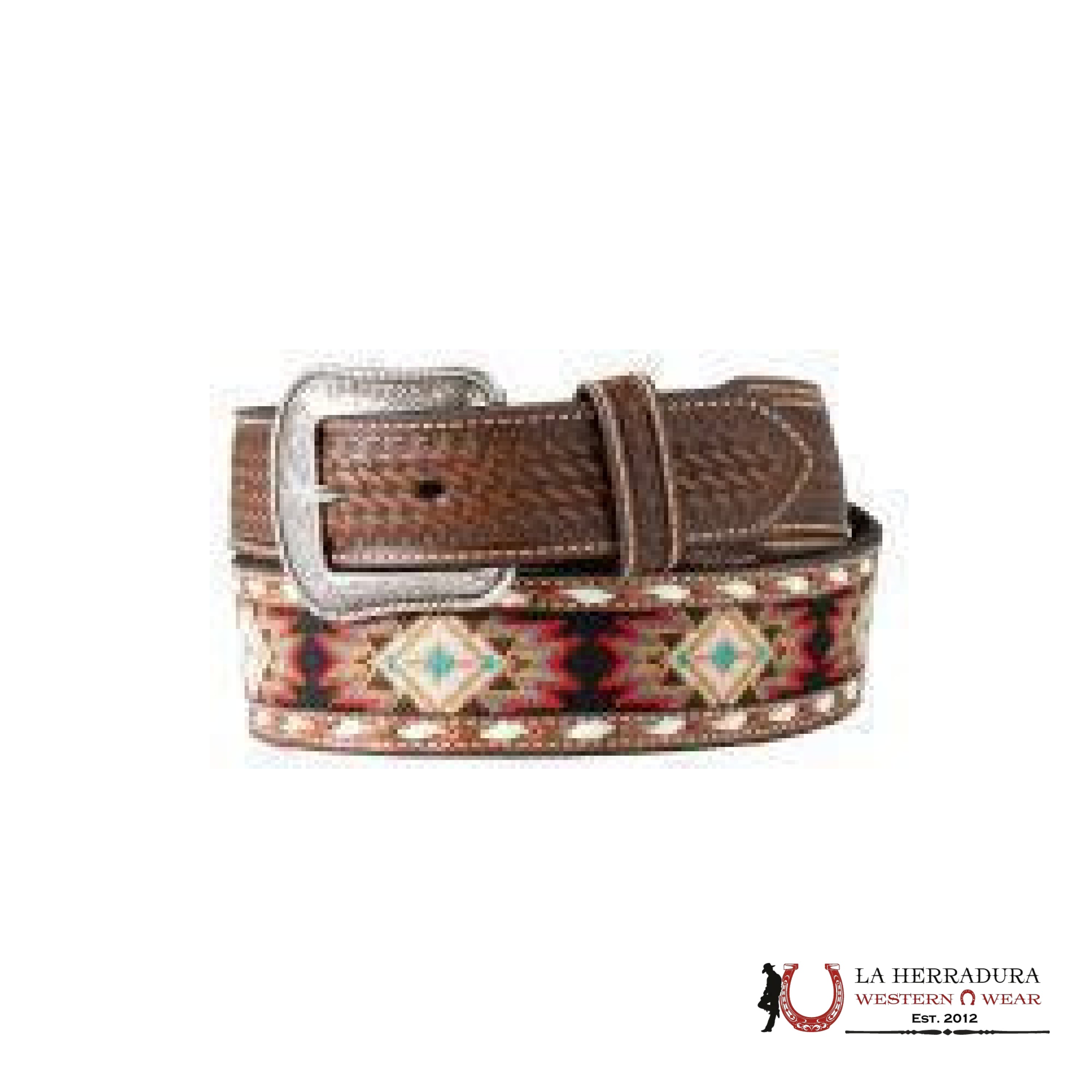 3D AZTEC PRINT RED/GREY MEN BELT D100017202 CINTURONES HOMBRES