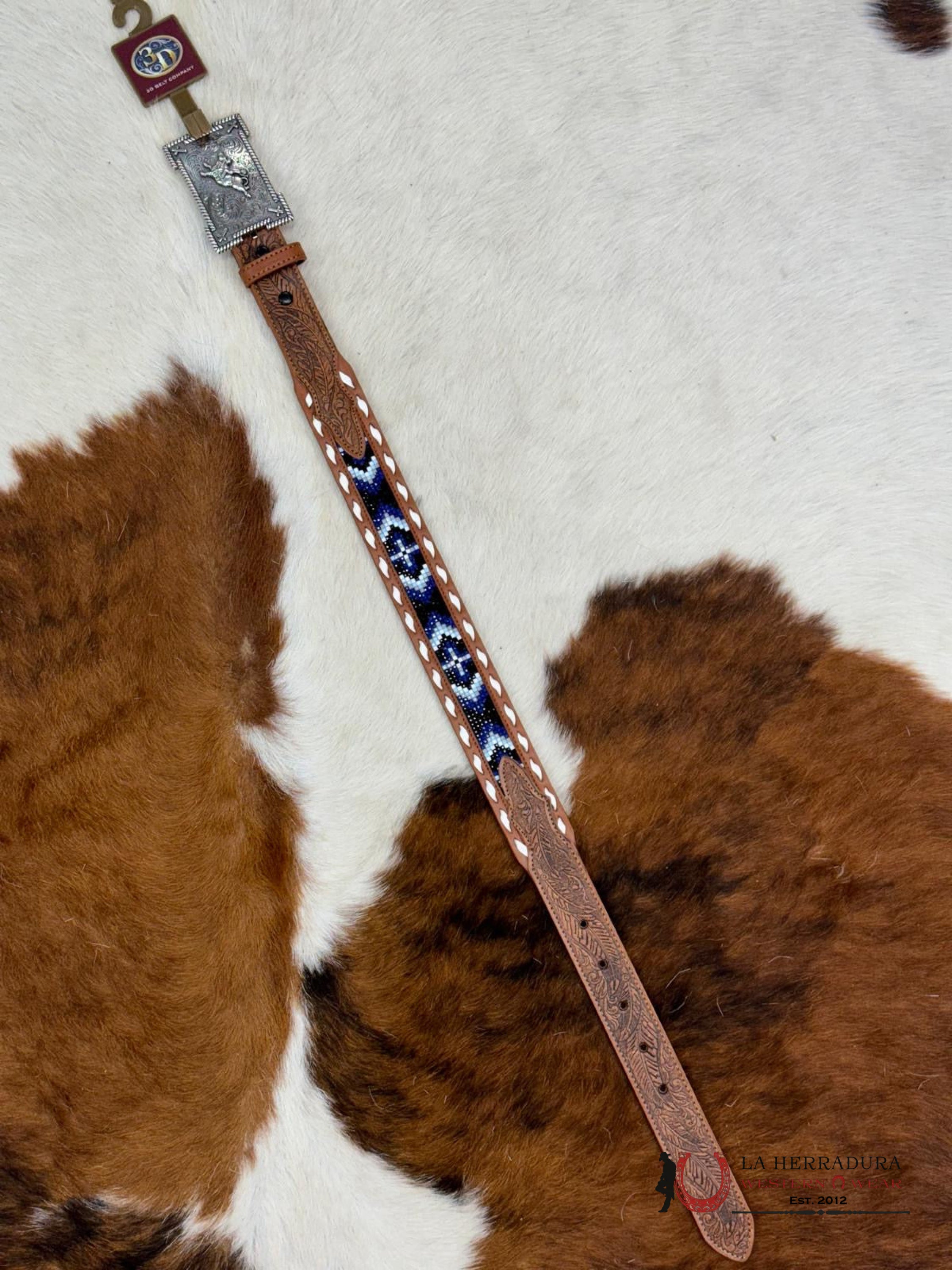 3D Belt Company Boy Blue Aztec Multi Stone Niños