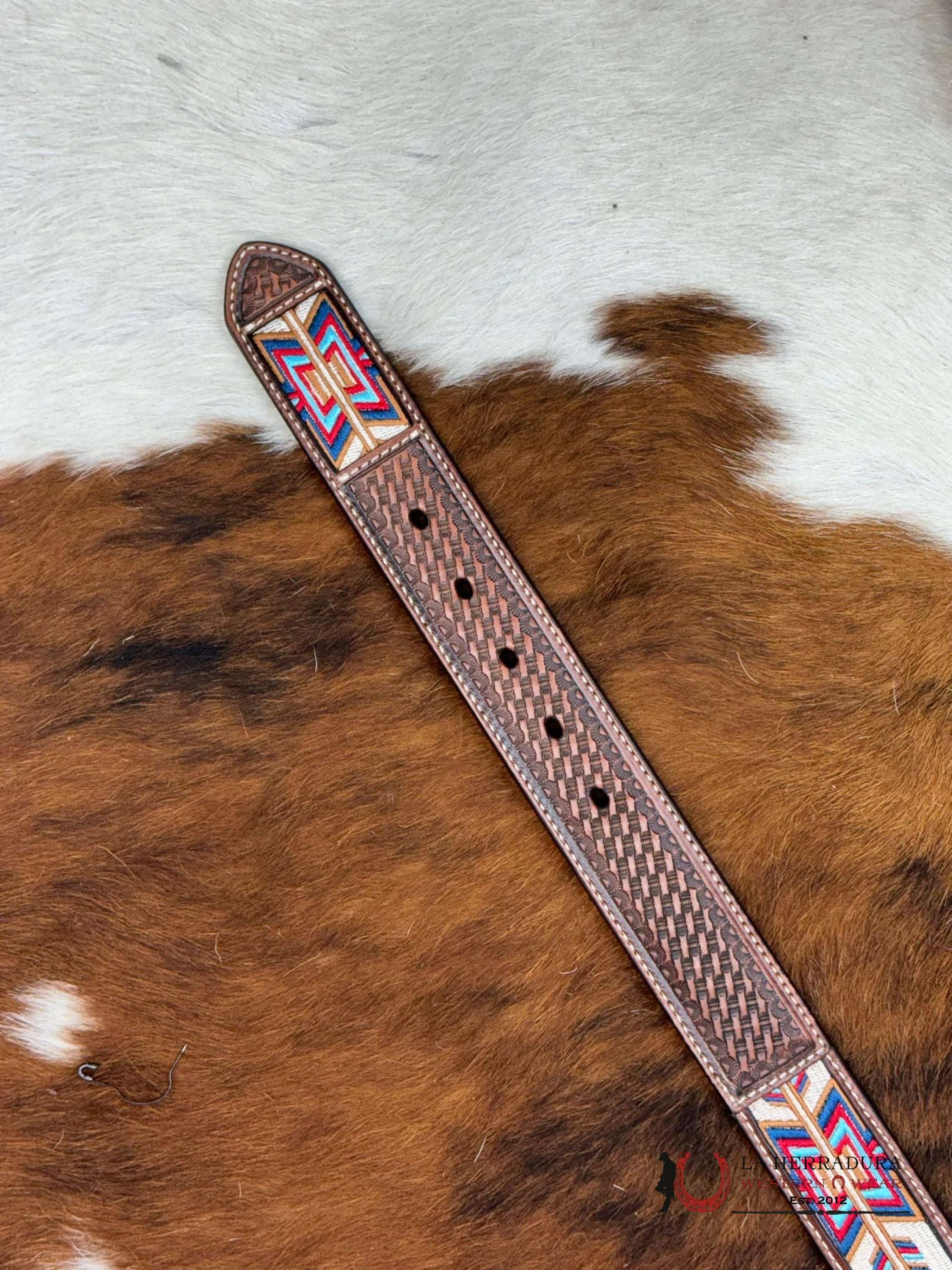 3D Belt Company Cinturón Brown Tan Multi Arrow Stitch Cinturones Hombres