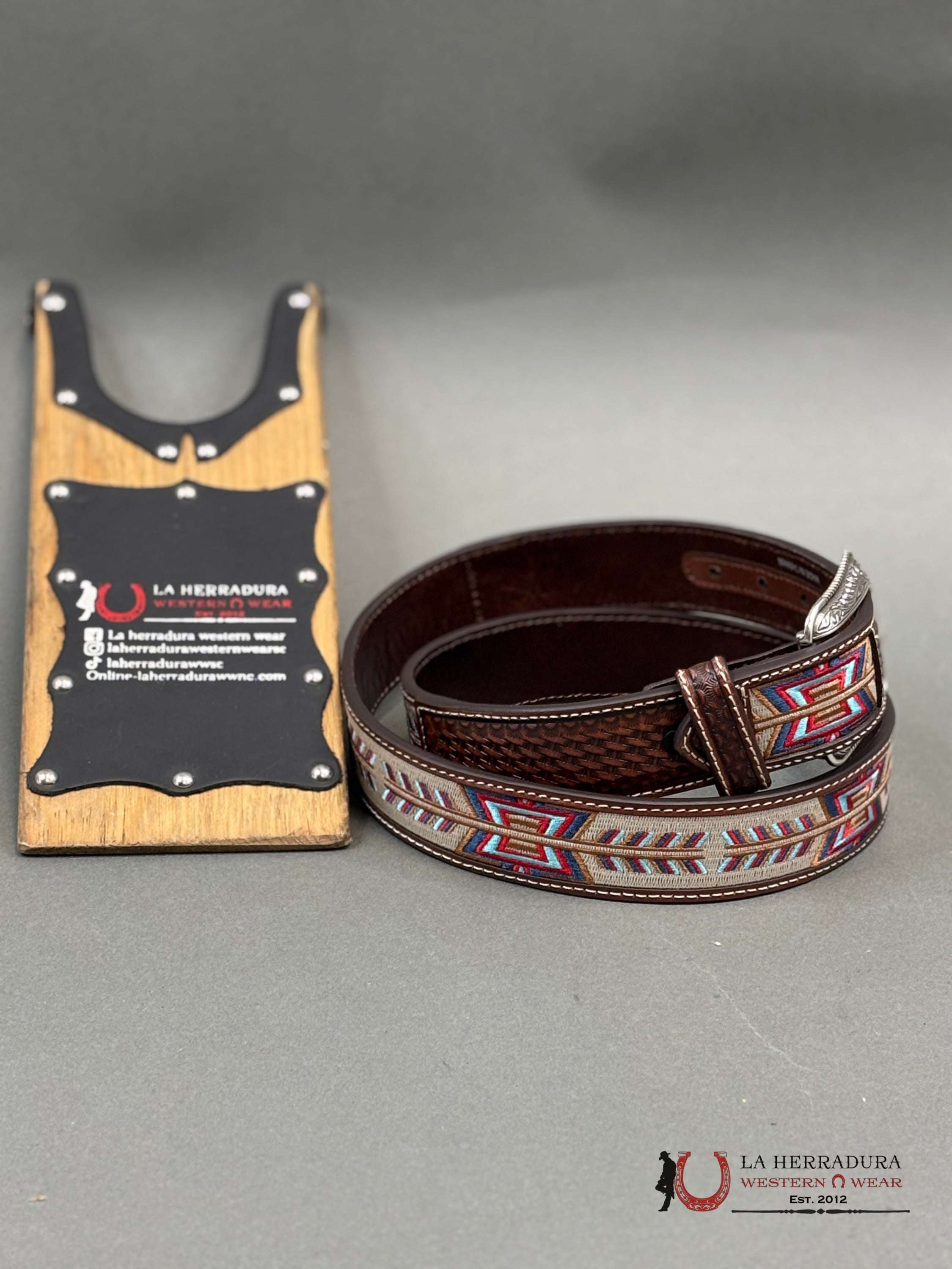 3D Belt Company Cinturón Brown Tan Multi Arrow Stitch Cinturones Hombres