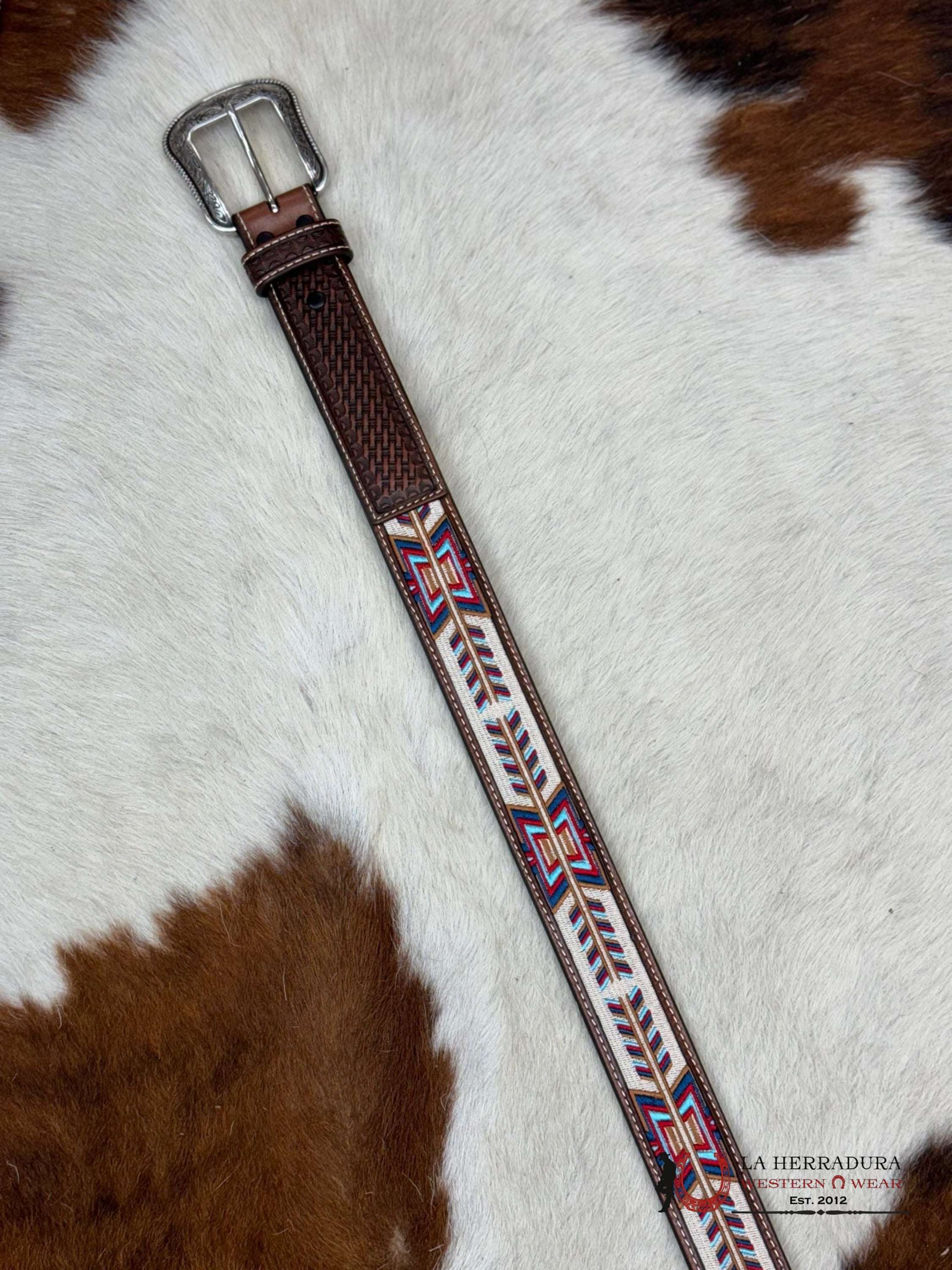 3D Belt Company Cinturón Brown Tan Multi Arrow Stitch Cinturones Hombres