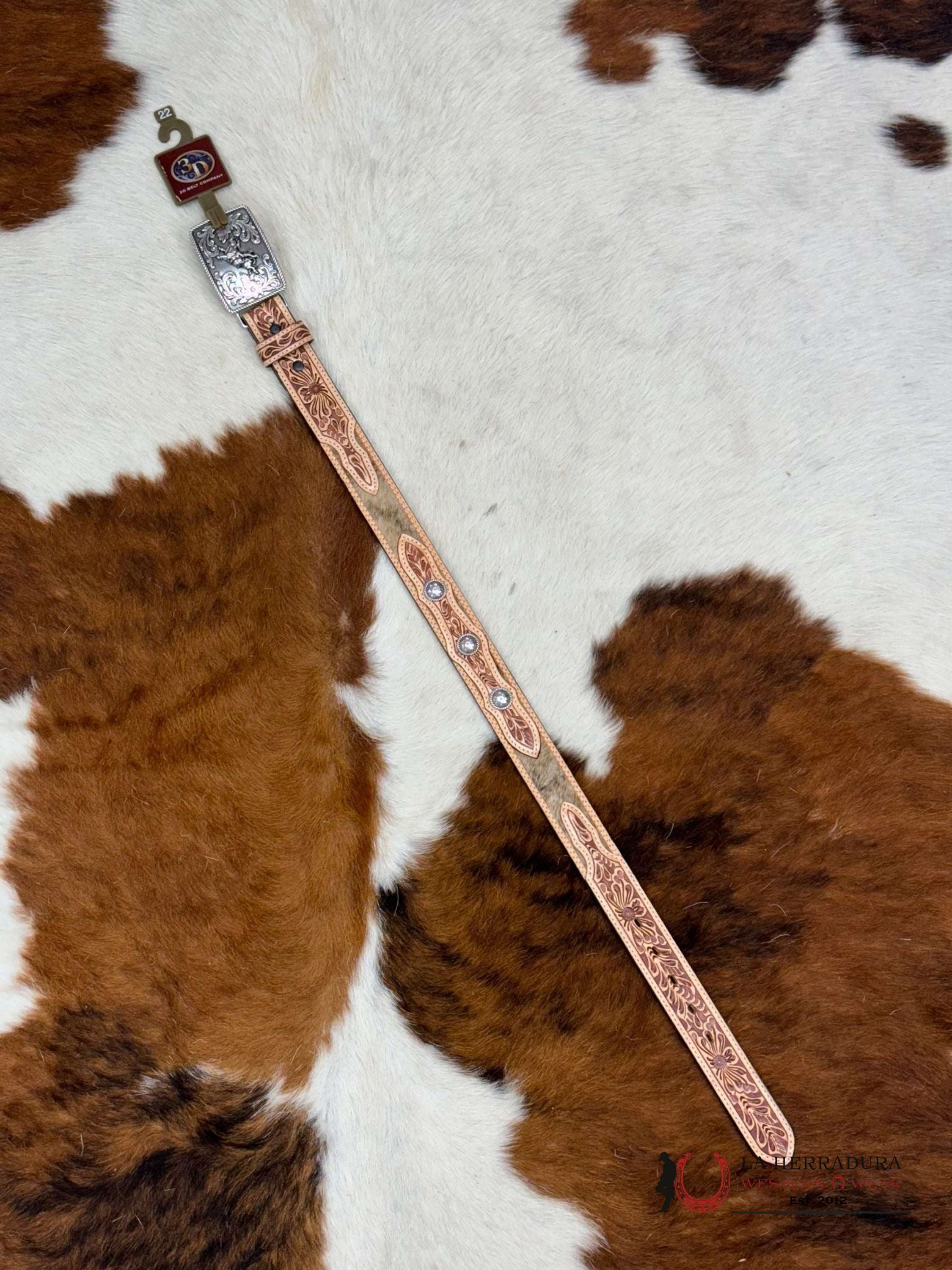 3D Belt Company Orix Hand Tooled Cowhide Embelish Niños