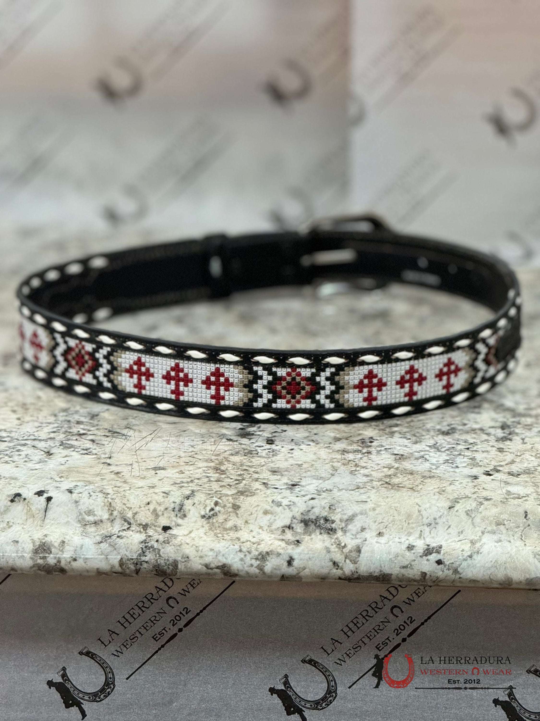 3D Red Cross Aztec Black Belt Cinturones Hombres