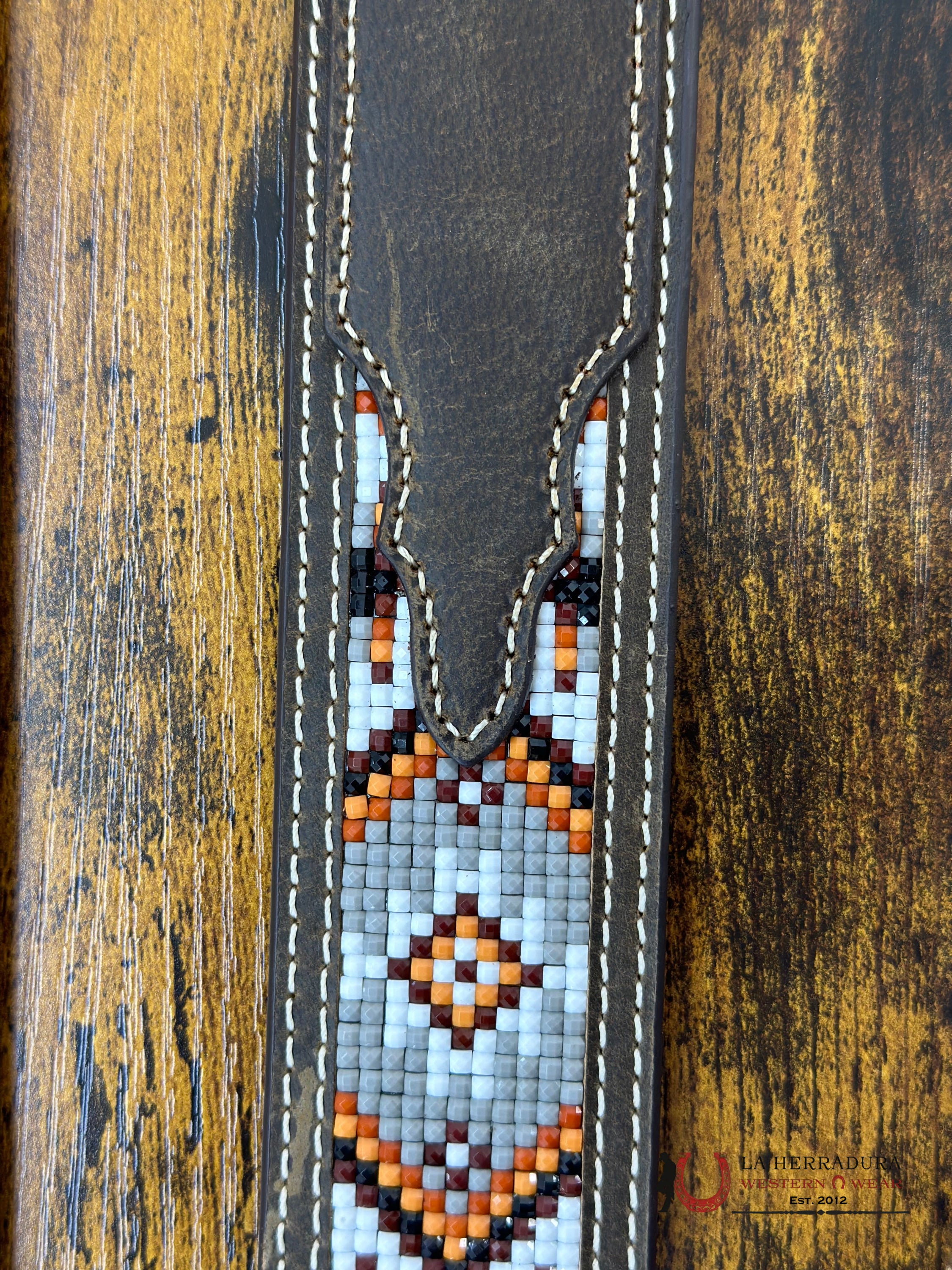 3D White & Orange Aztec Gem Belt Cinturones Hombres