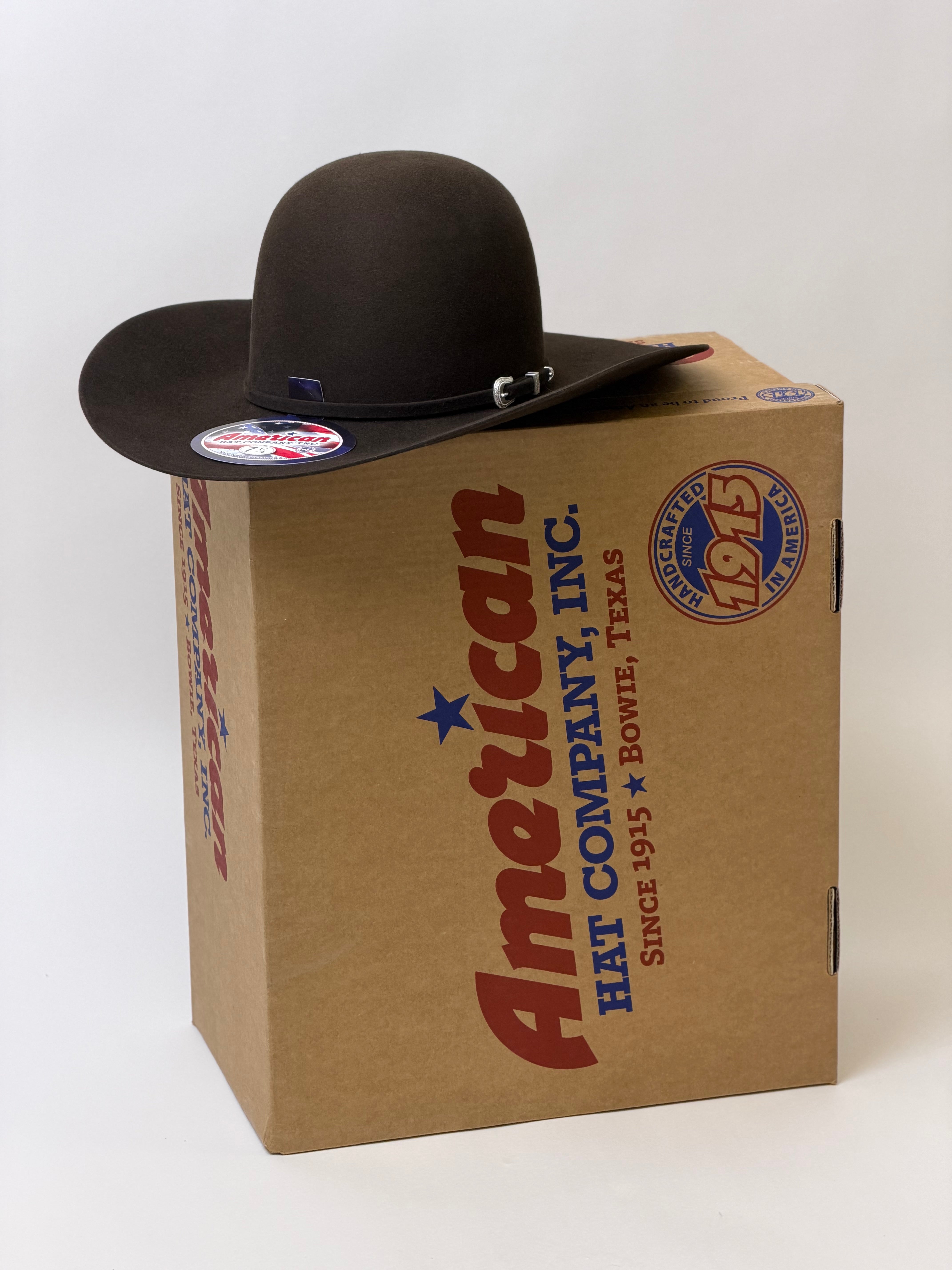 7X American Felt Hat Chocolate Open Crown