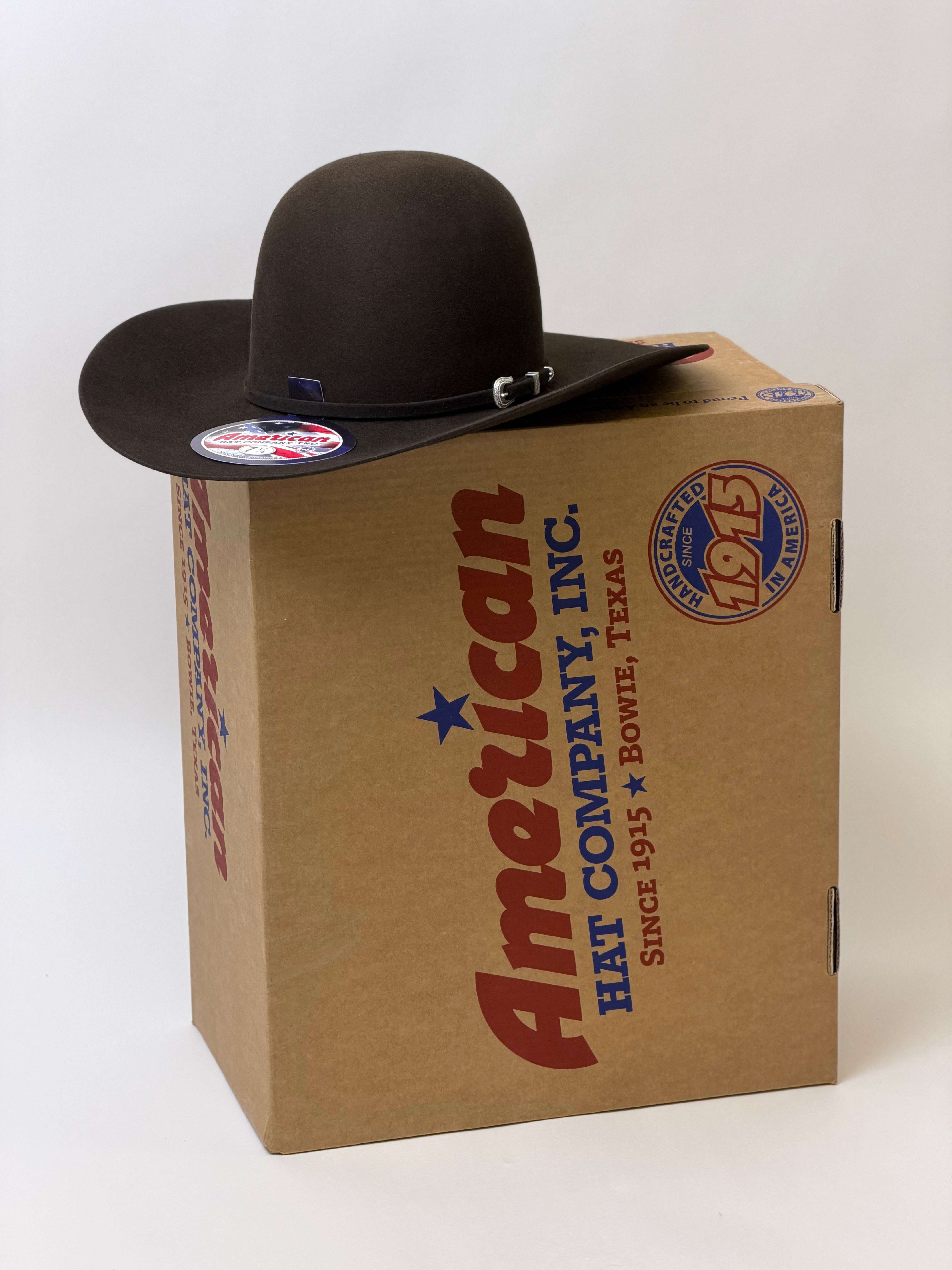 7X American Felt Hat Chocolate Open Crown Laherradurawwnc.com
