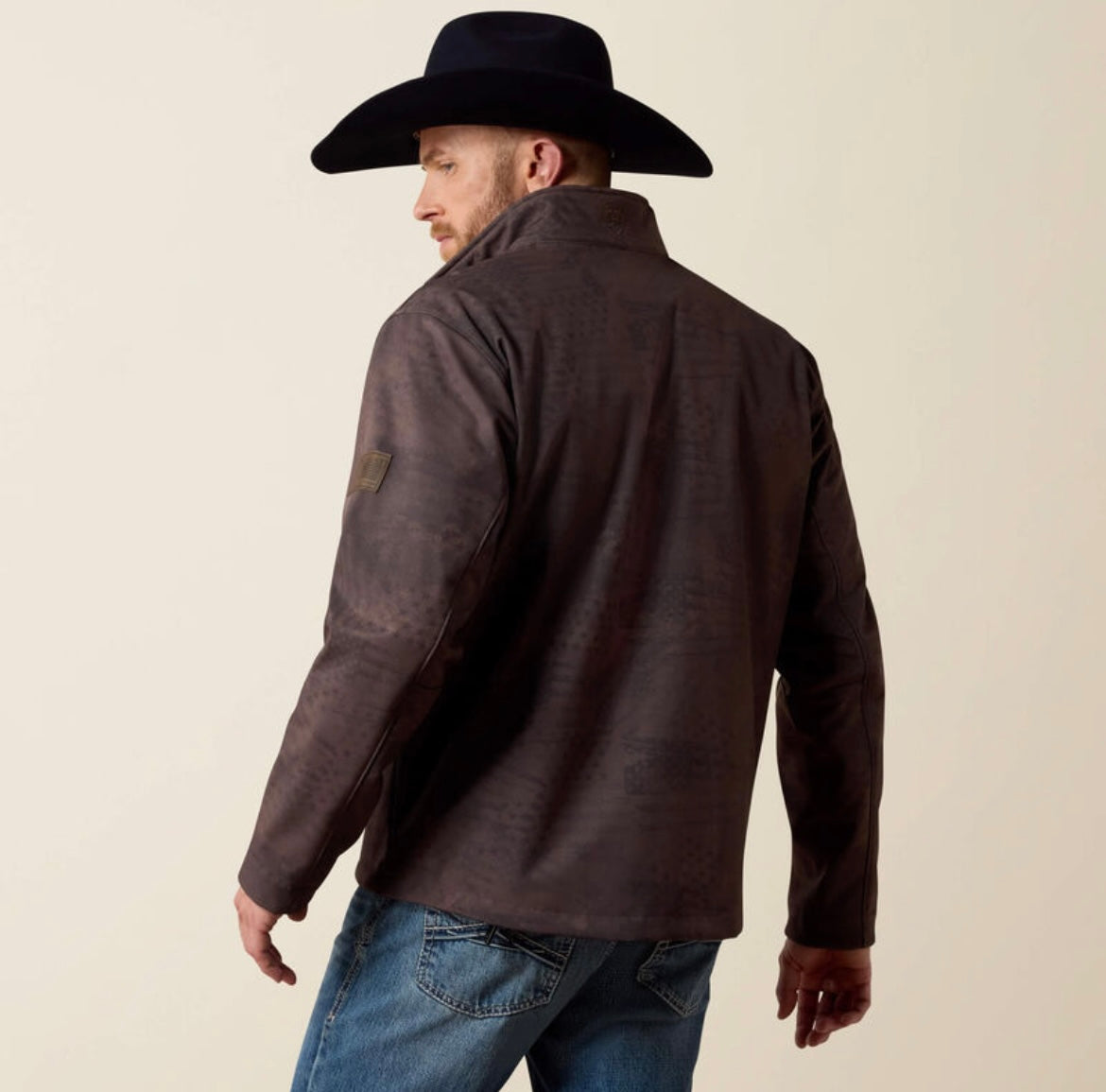 MEN ARIAT PATRIOT FLAG SOFTSHELL JACKET BROWN 10079522
