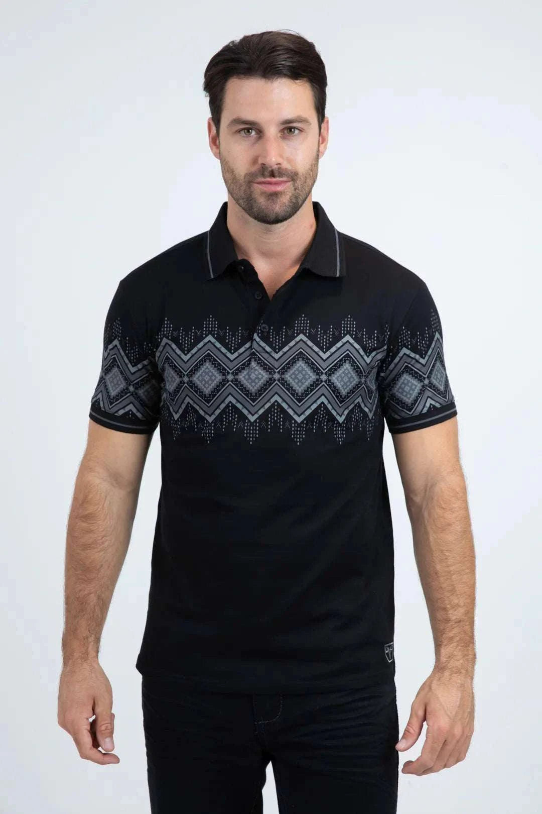 PLATINI MENS MODERN FIT STRETCH COTTON BLACK POLO JPS11167 Laherradurawwnc.com