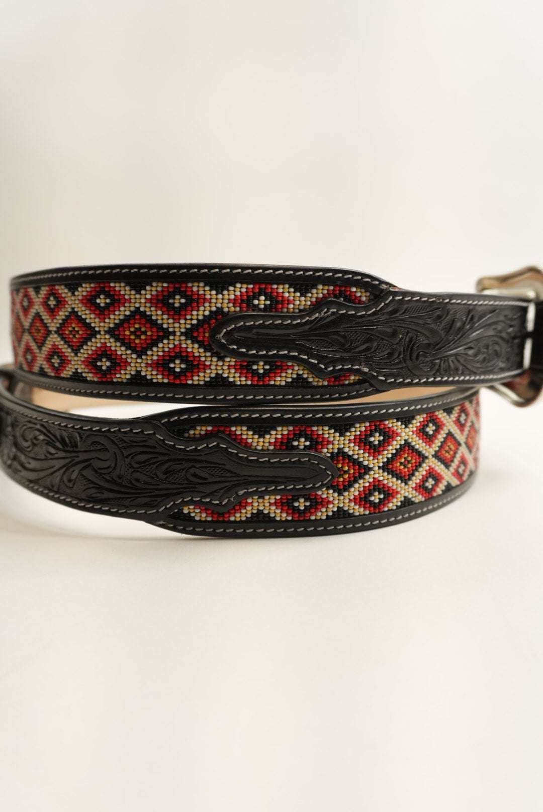 LA HERRADURA BELT AZTEC BLACK RHOMBUS RED NEW DESIGN Laherradurawwnc.com