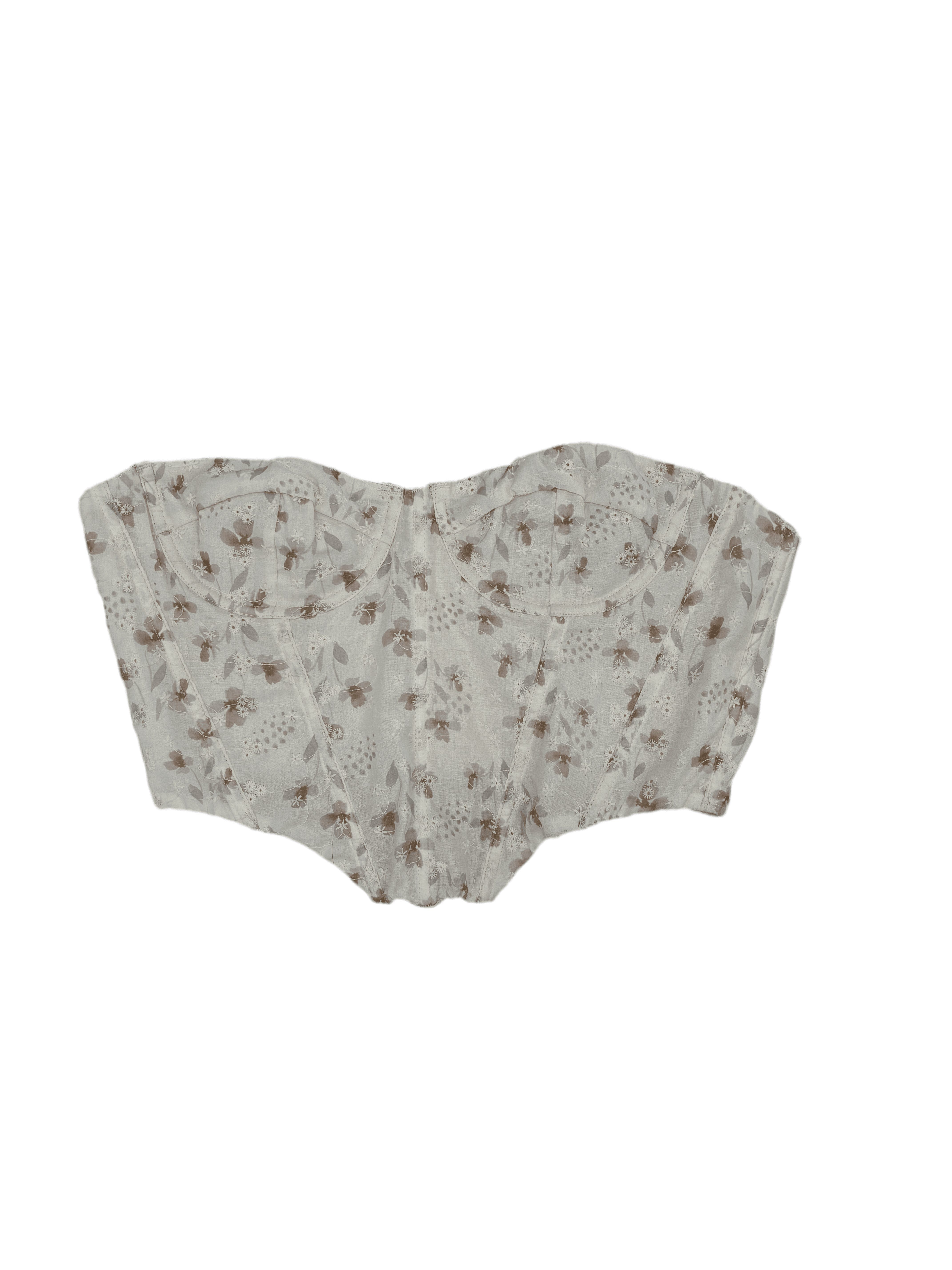 TICTOC TOP BEIGE WITH BROWN FLOWER TC30139 Laherradurawwnc.com