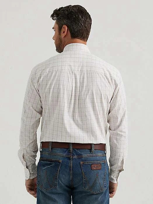 WRANGLER SHIRT RELAXED FIT WHITE/GREEN LONG SLEEVE 4868 Laherradurawwnc.com