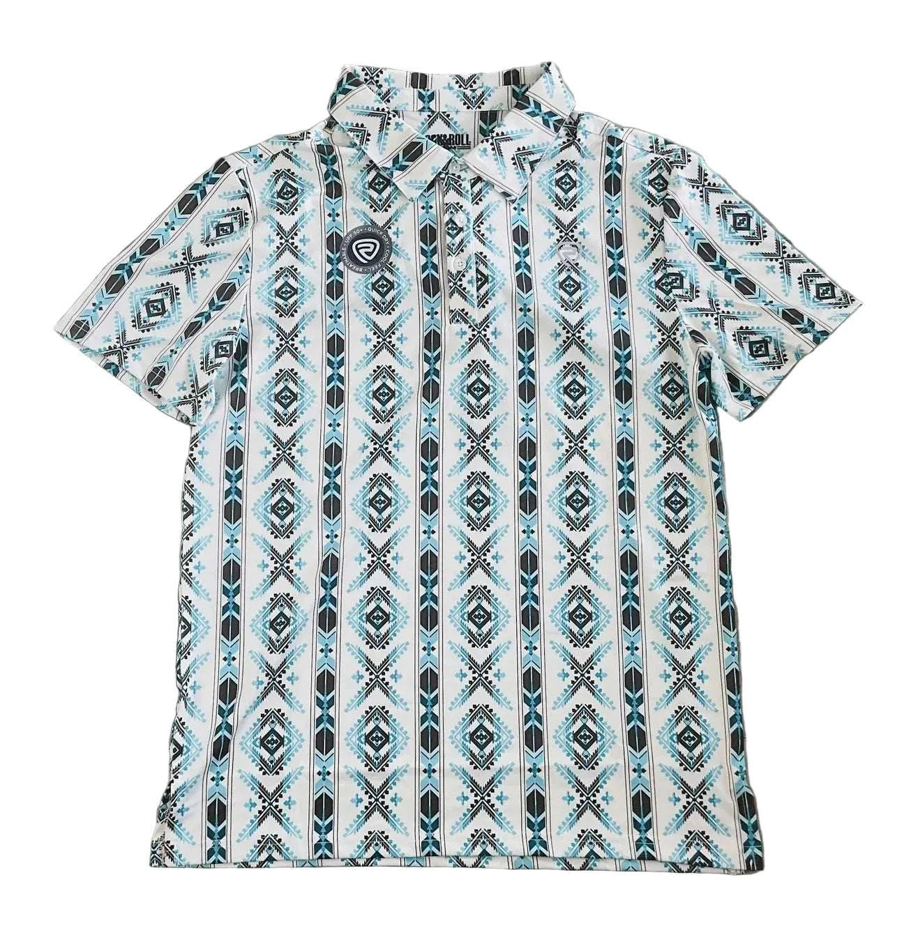 ROCK&ROLL AZTEC POLO SHIRT TURQUOISE - BM51T08339 Laherradurawwnc.com