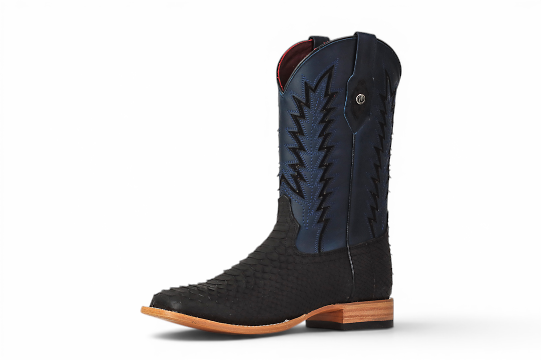 LA HERRADURA LH010 MEN’S BOOTS EXOTIC-RANCHERA PYTHON BLACK NOBUCK SQ TOE EE