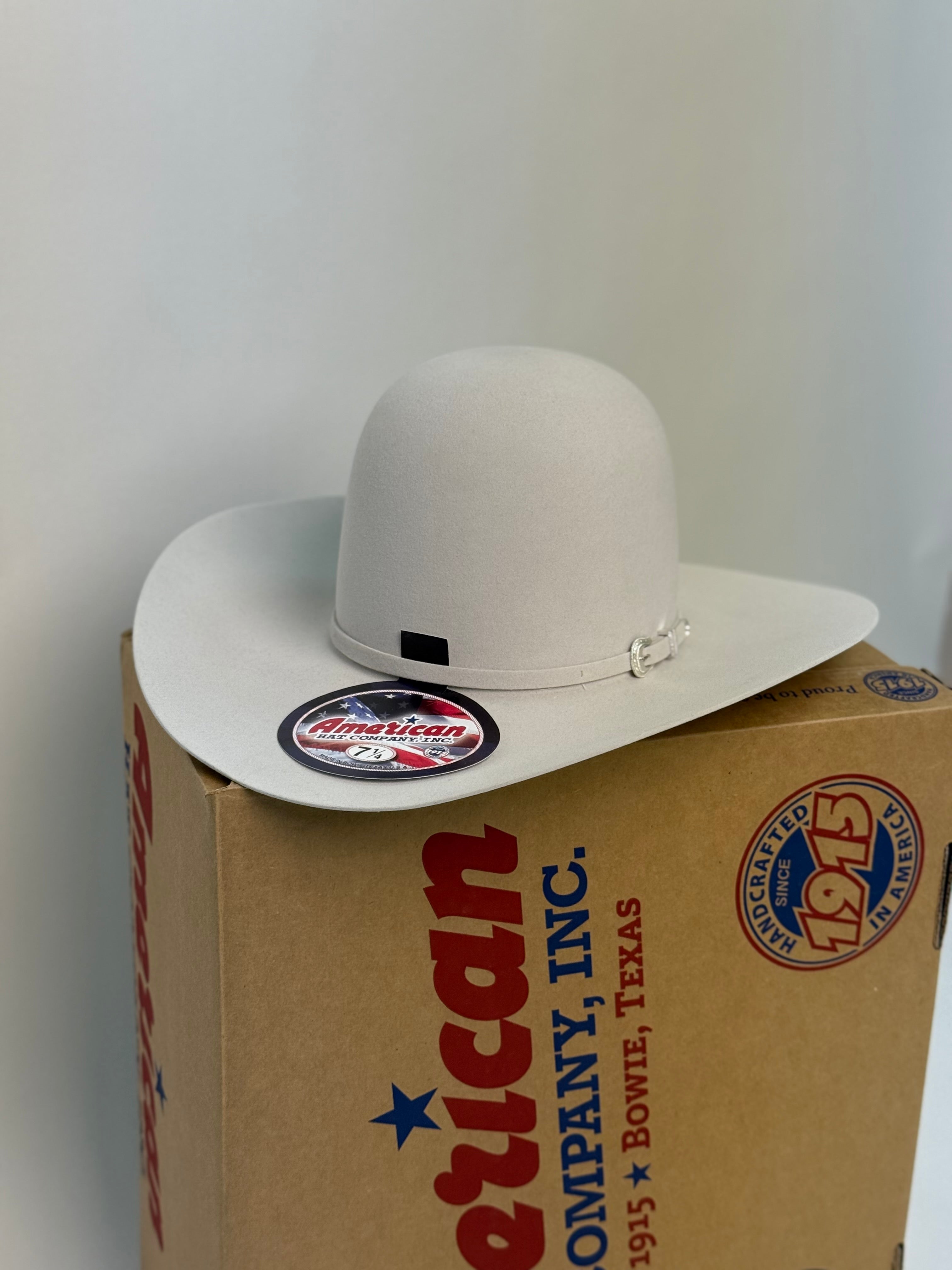 7X American Felt Hat Silver Sand Open Crown