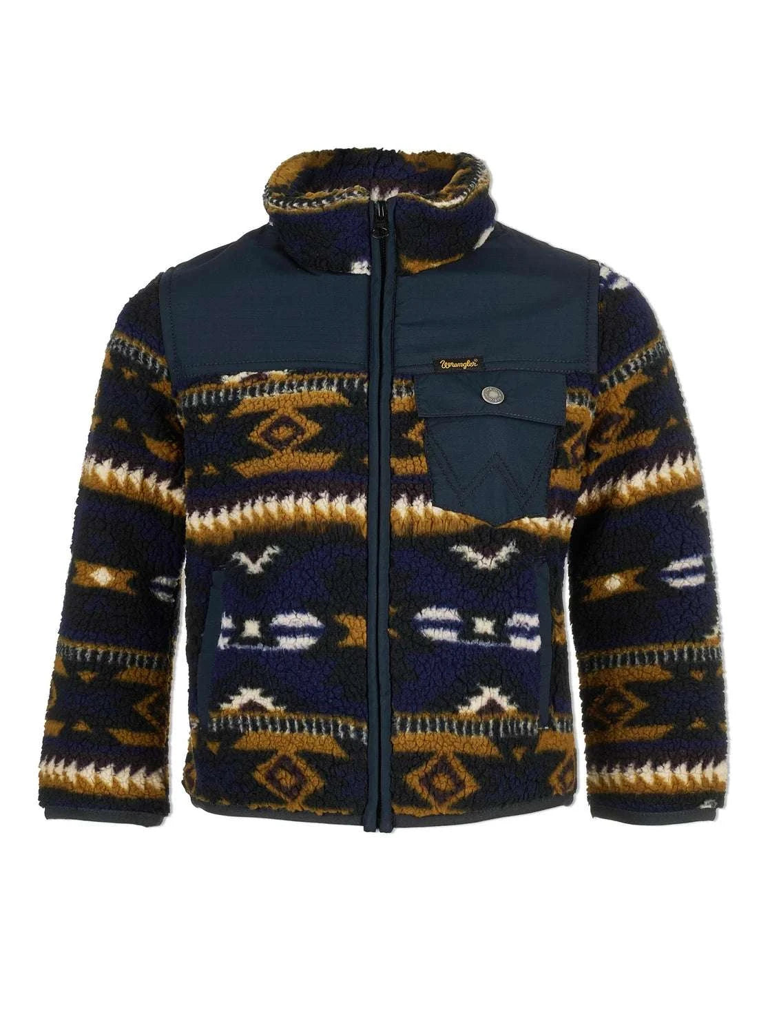 Wrangler Boys' Mixed Sherpa Full Zip Jacket 112353110 Laherradurawwnc.com