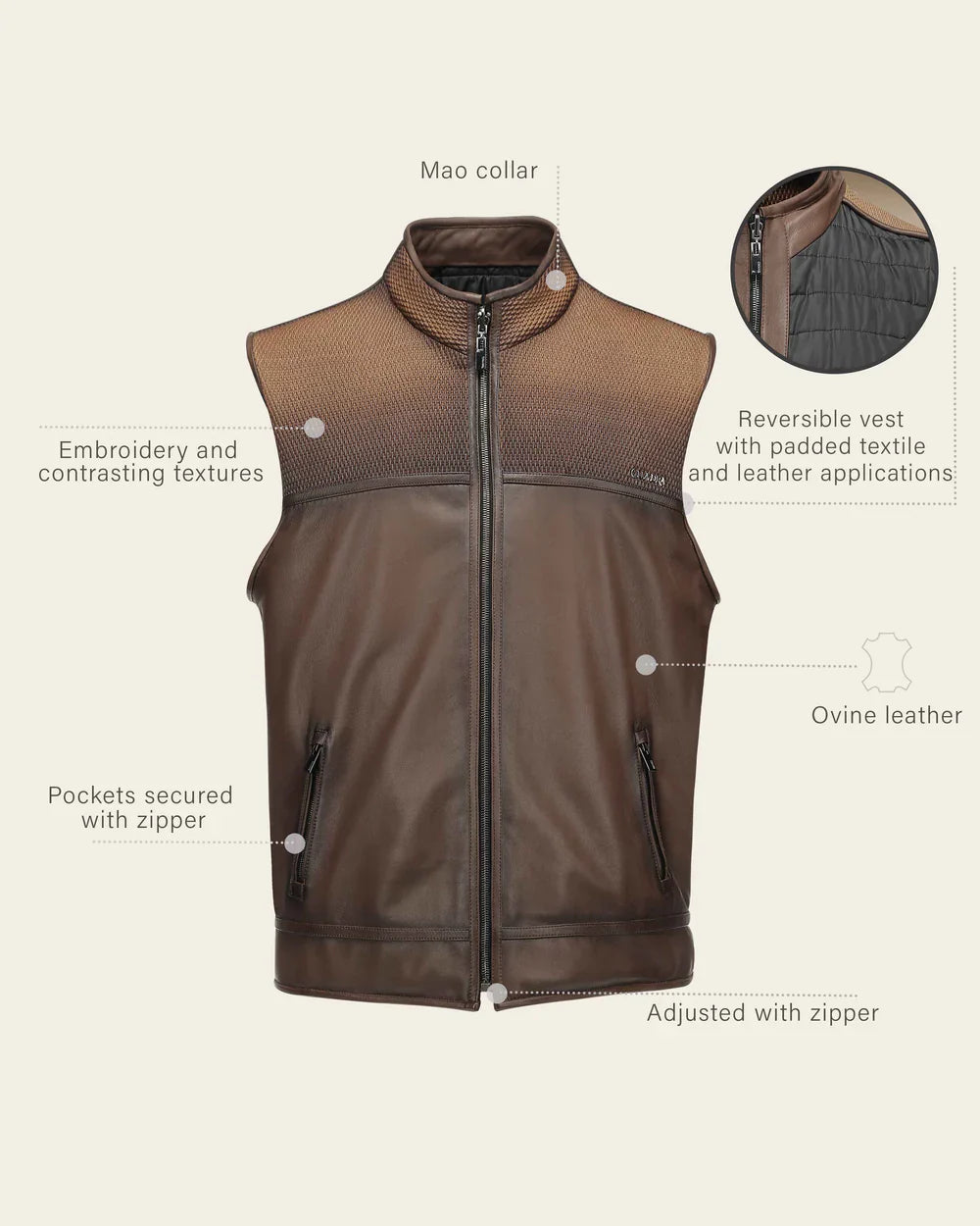 CUADRA CHALECO BORREGO MATNA DUNA CAFÉ MN HONEY ZIPPER VEST - JC360