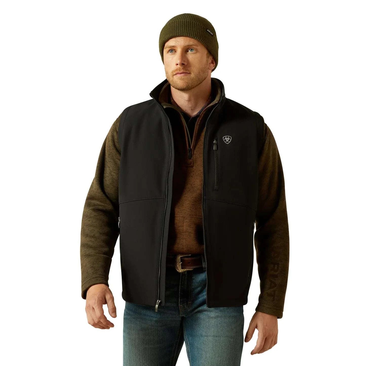 ARIAT MENS BLACK LOGO SOFTSHELL VEST 10062587 Laherradurawwnc.com