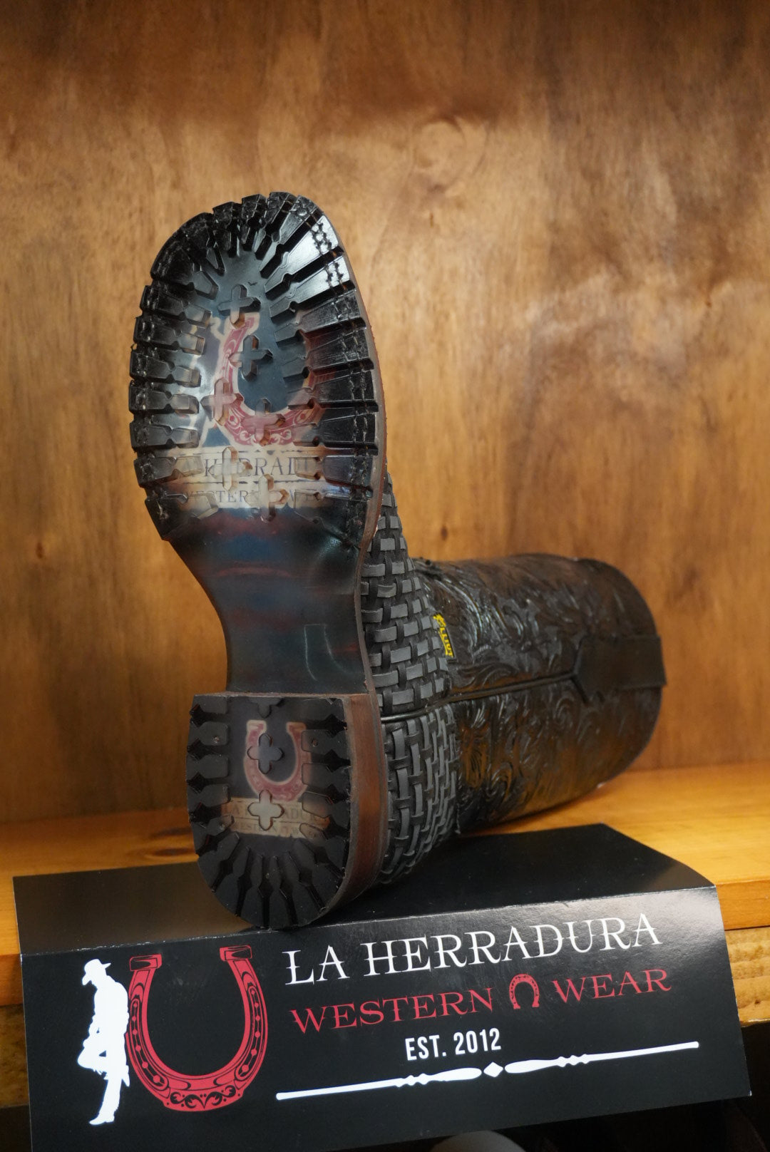 LA HERRADURA/ELLIUT EMBROIDERED GREY-BLACK BOOT SQ. TOE