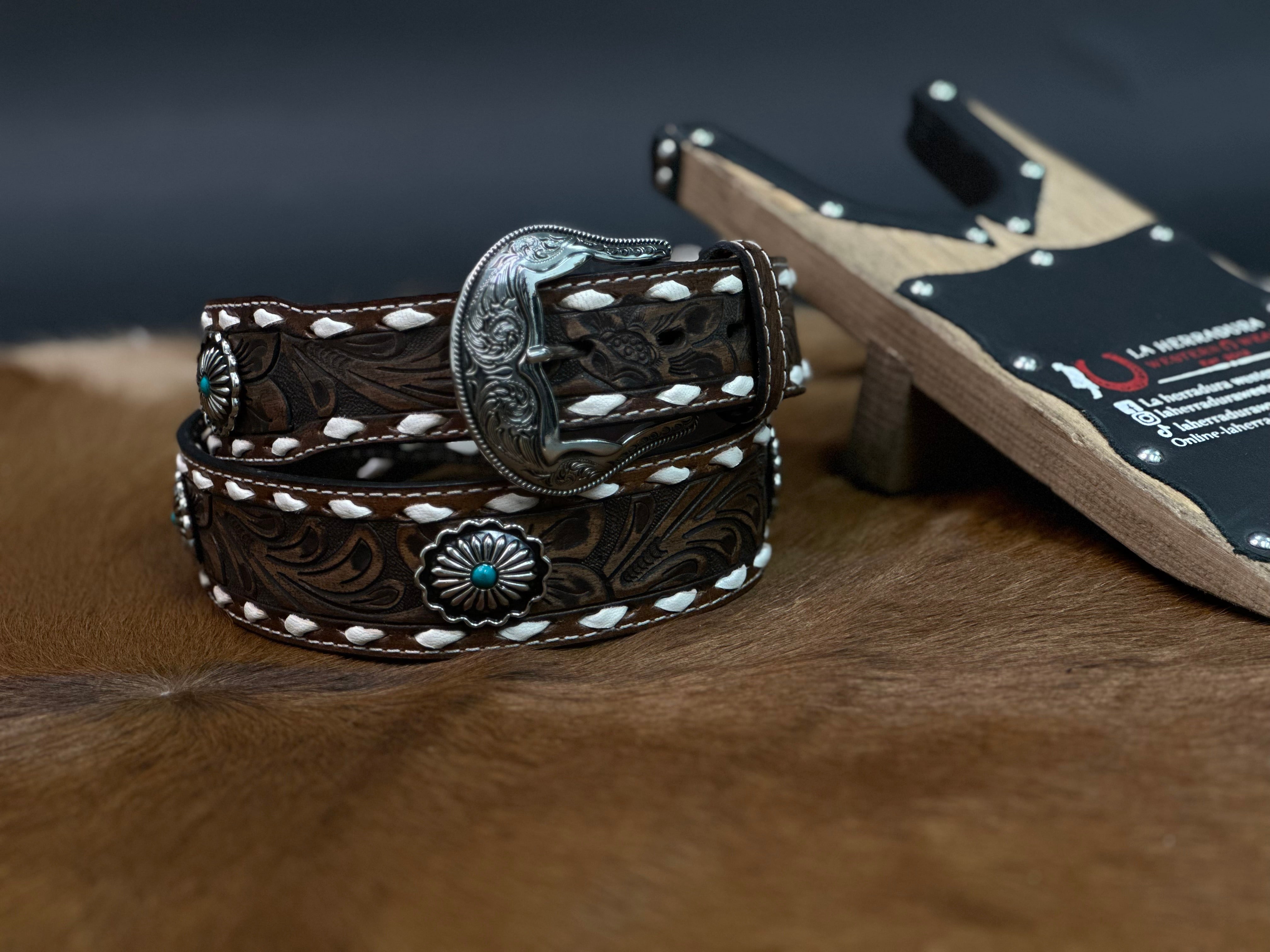 WOMEN BELT BORWN TOOLED -N320004708