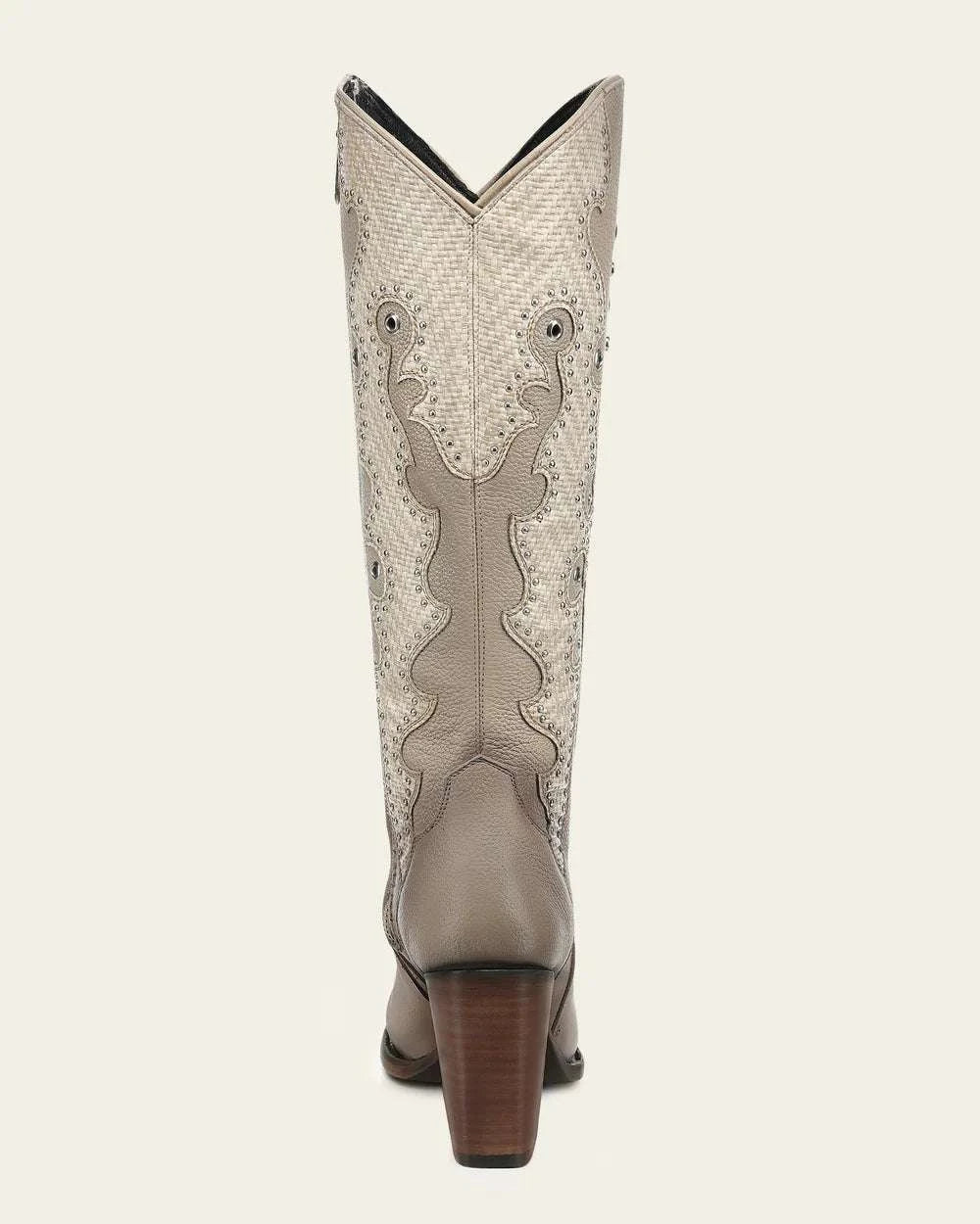 WOMEN’S CUADRA TALL BOOT RES BEIGE EMBROIDERY Y STUDS Y ZIPPER POINTED TOE CC280 Laherradurawwnc.com