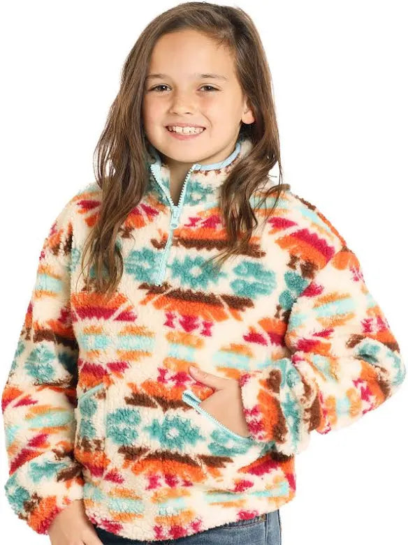 Rock & Roll Girls Teal Aztec Print Pullover BG91C04476