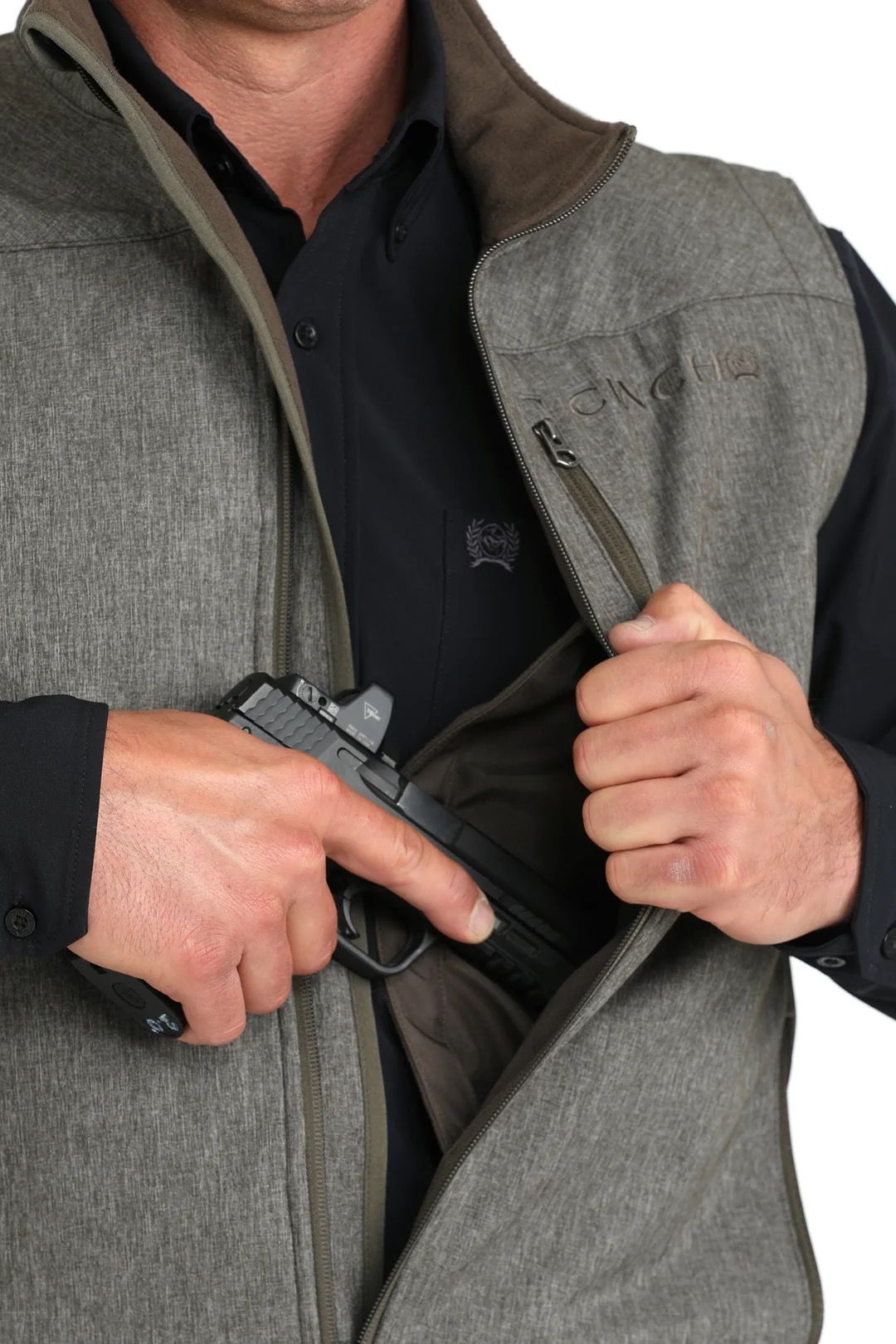 CINCH MENS BONDED VEST OLIVE-MWV1541011 Laherradurawwnc.com
