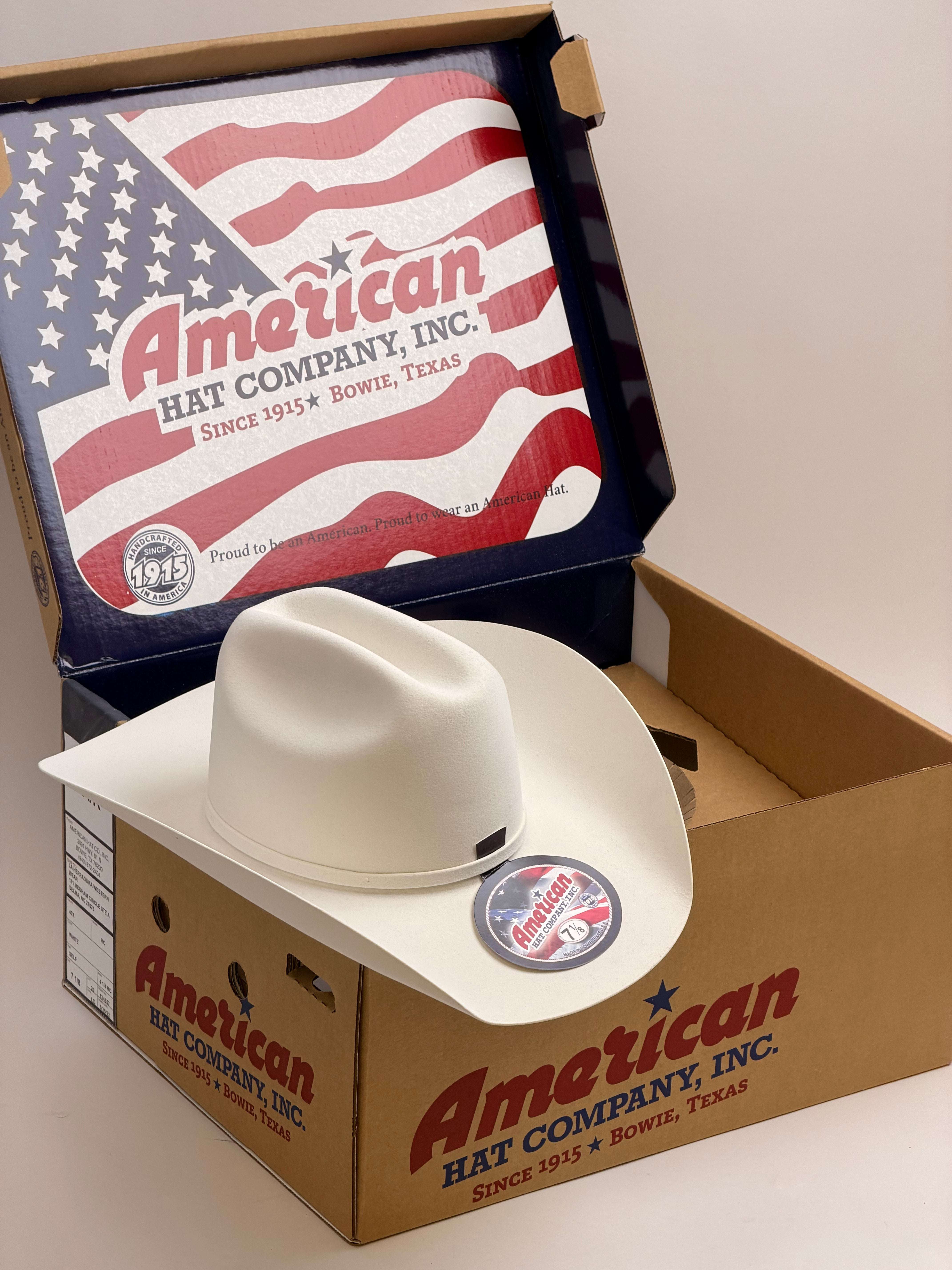 40X American Felt Hat White Laherradurawwnc.com