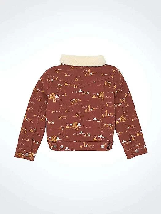 WRANGLET GIRL SHERPA DENIM BROWN JACKET WESTERN LOGO 112367480 Laherradurawwnc.com