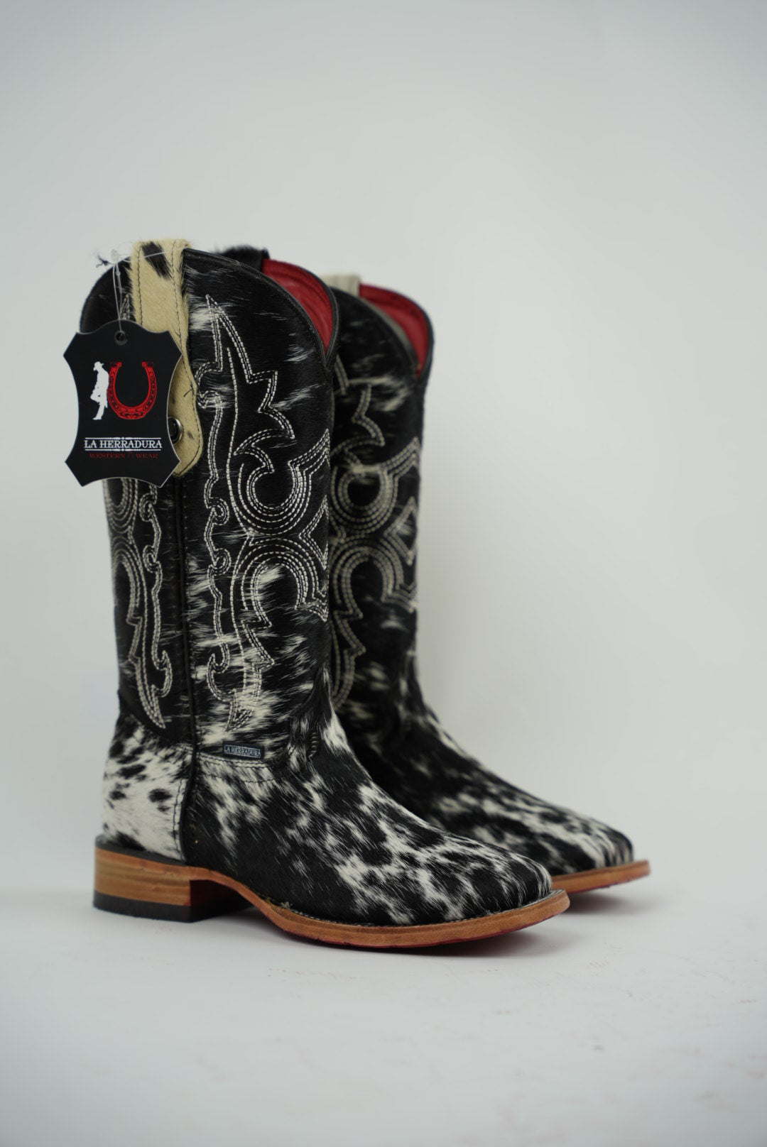LA HERRADURA WOMEN KATHERINE HD COWHIDE BLANCO NEGRO R/B SQ TOE