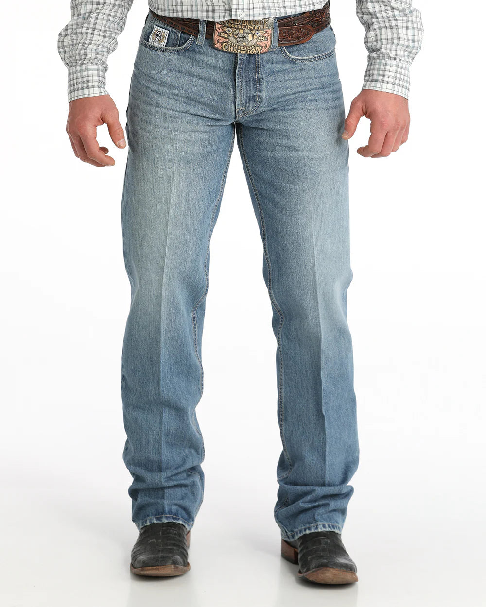 CINCH JEAN WHITE LABEL LIGHT STONE INDIGO MID RISE RELAXED STRAIGHT LEG - MB92834064