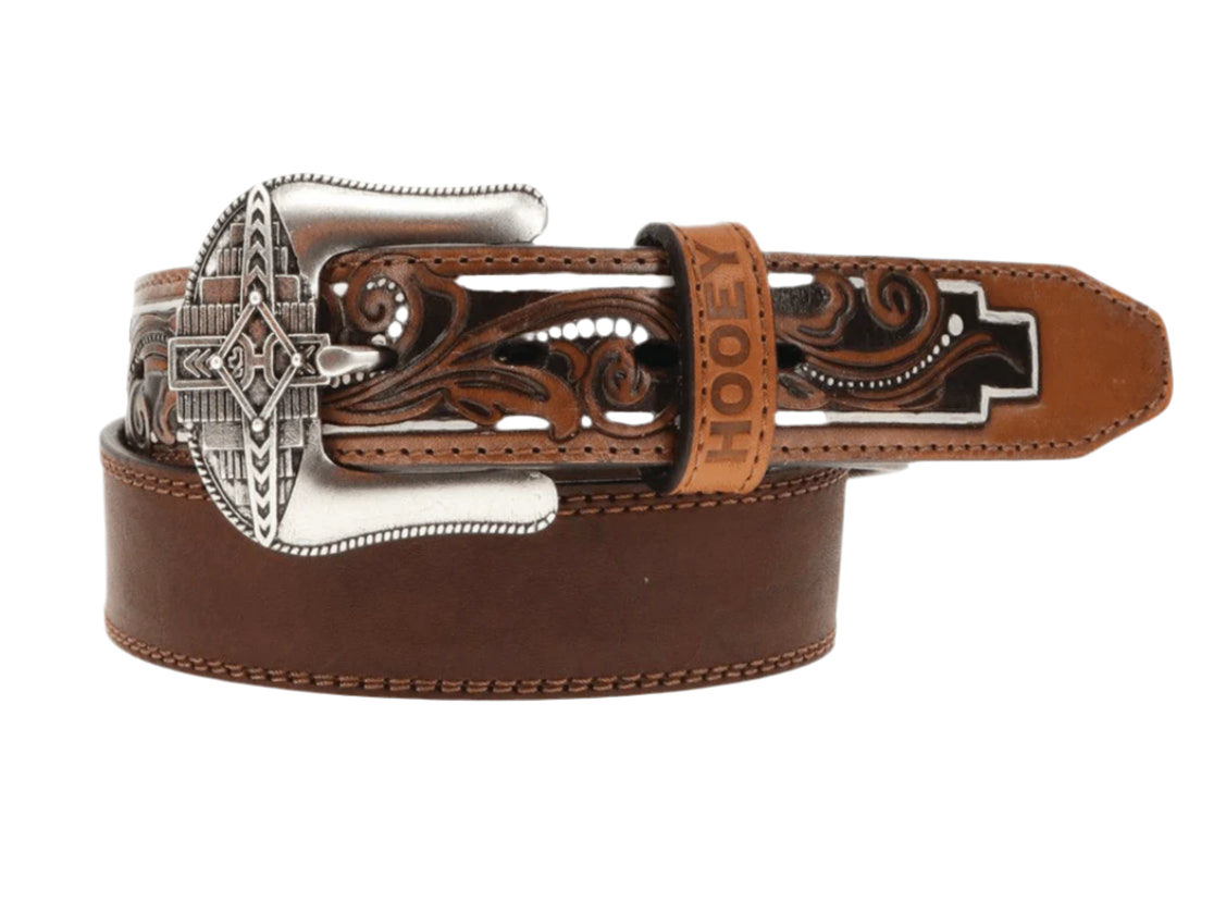HOOEY MENS WHITE WESTERN BELT- HMBLT023