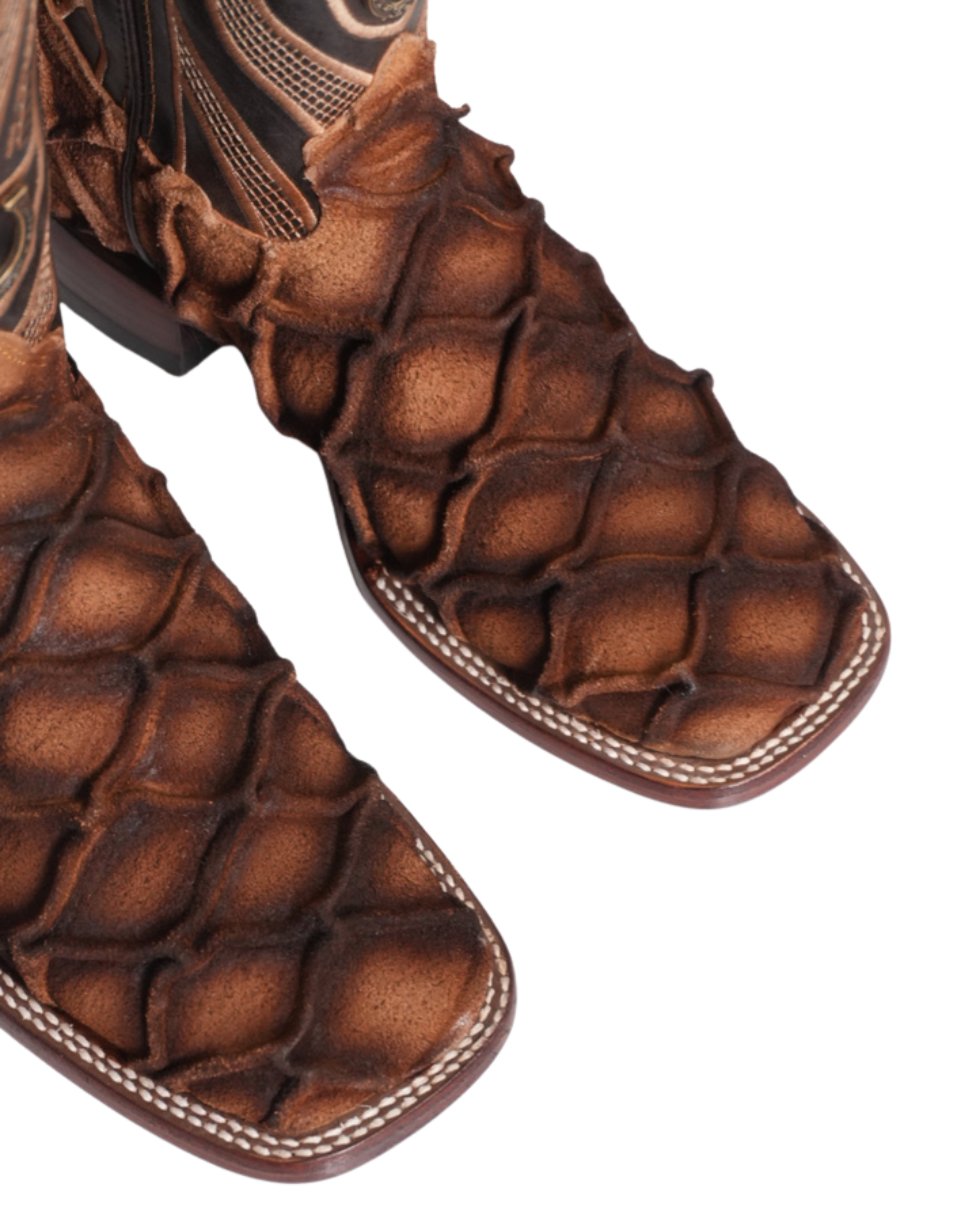 LA HERRADURA MENS PRINT DANIEL PIRARUCU DOBLILLADO GAM TAN SQUARE TOE NEW BOOTS