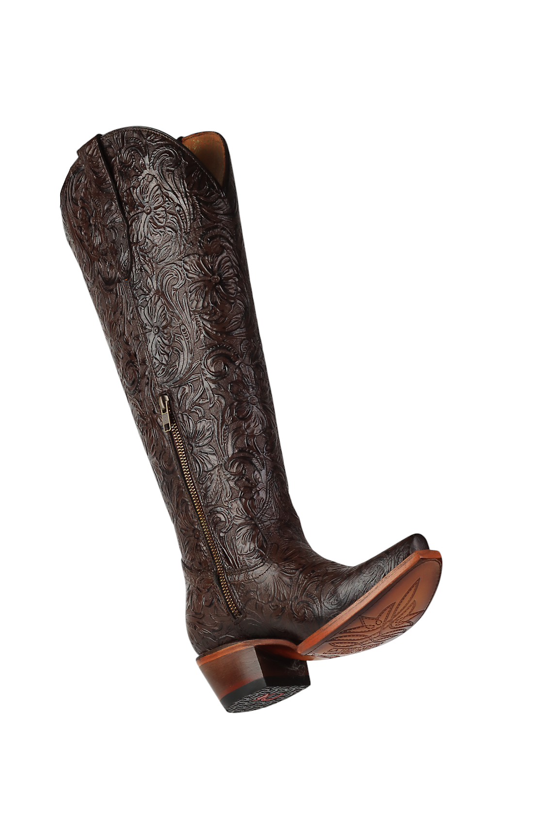 LA HERRADURA WOMEN TALL BOOT PTC/ NANCY CINCELADO FLORES CAFE SNIP TOE