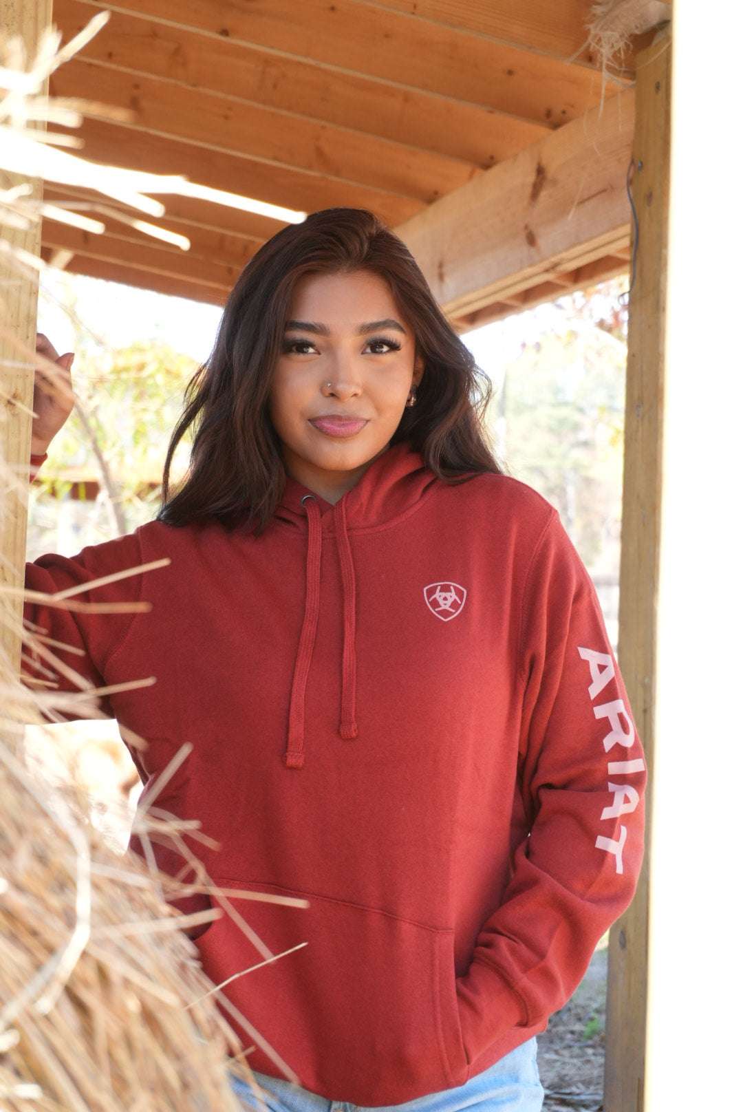 Women’s Ariat Real Classic Arm Logo hoodie -10041634 Laherradurawwnc.com