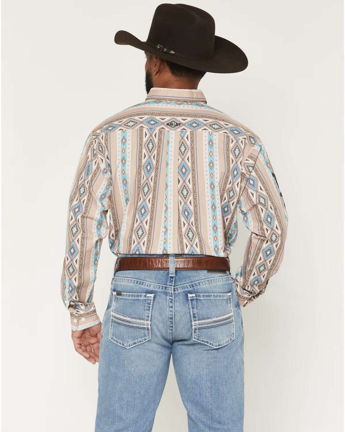 ARIAT MEN TEAM WESTLEE LS SHRT KHAKI / TURQUOISE 10071714 Laherradurawwnc.com