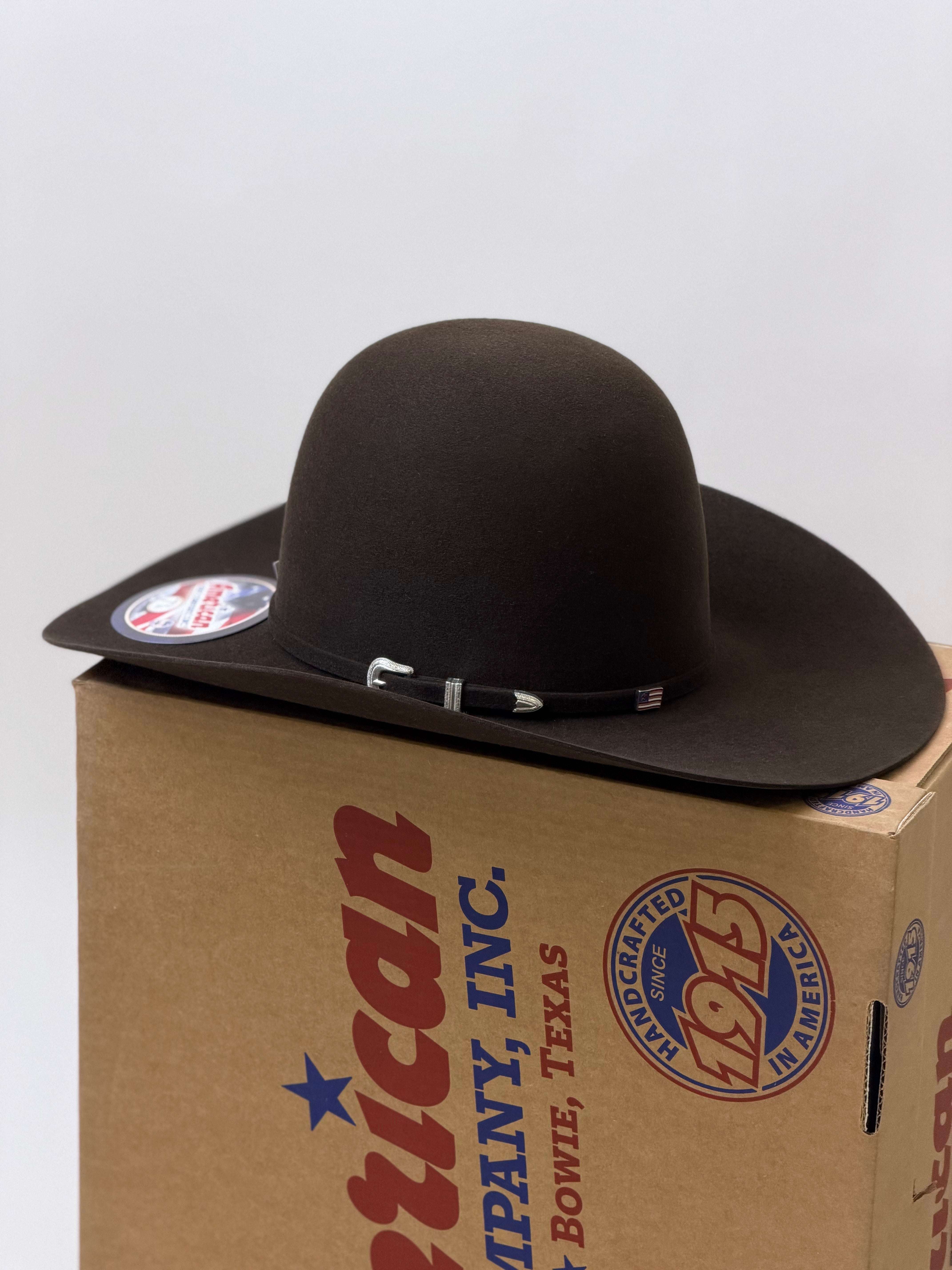 7X American Felt Hat Chocolate Open Crown Laherradurawwnc.com