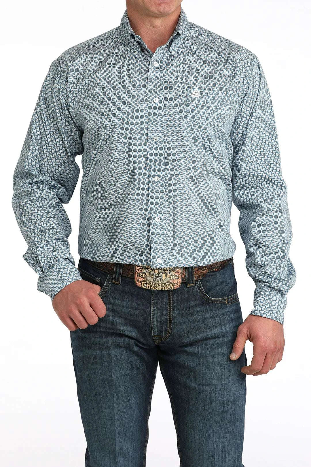 CINCH MENS SHIRT BLU MTW1106048 Laherradurawwnc.com