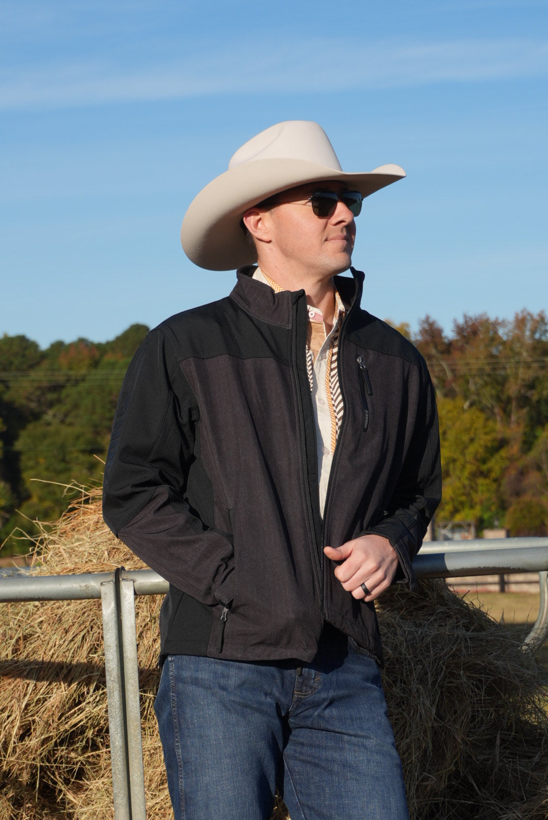 HOOEY JACKSON SOFTSHELL JACKET MENS HEATHER BLACK FULL ZIP JACKET WITH BLACK YOKE AND SLEEVES HJ169BK