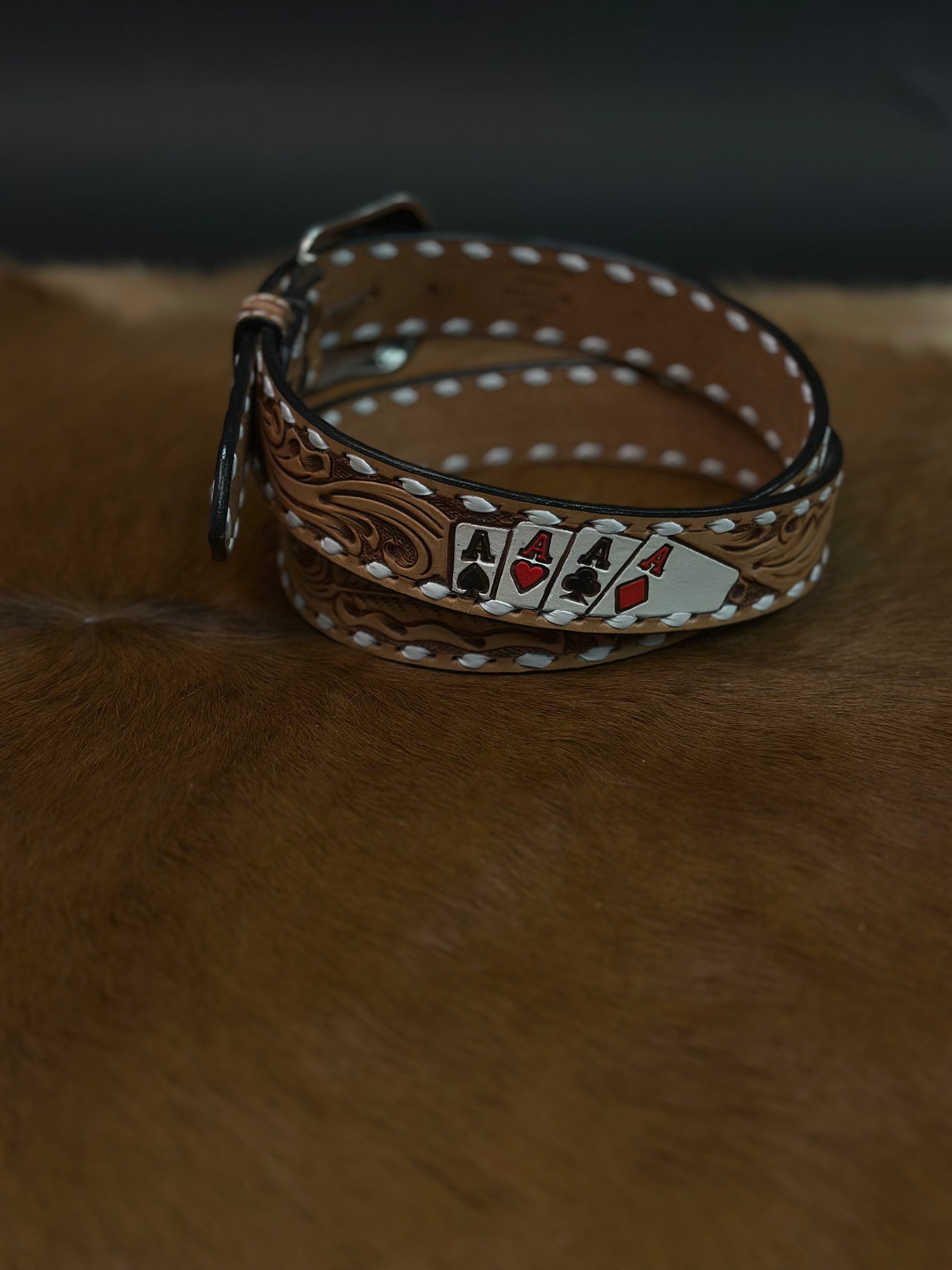 3D MENS WESTERN CINTO CUERO CARTAS BELT D10016848