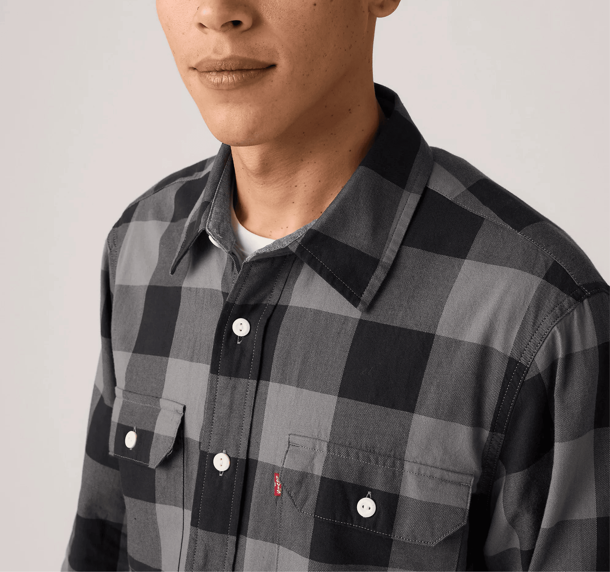 LEVI'S MENS BLACK AND GREY SHIRT LONG SLEEVE - 195870351 Laherradurawwnc.com