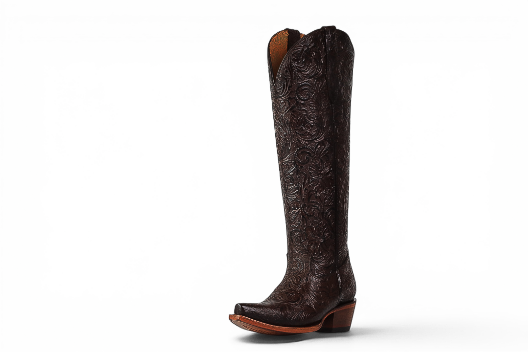 LA HERRADURA WOMEN TALL BOOT PTC/ NANCY CINCELADO FLORES CAFE SNIP TOE