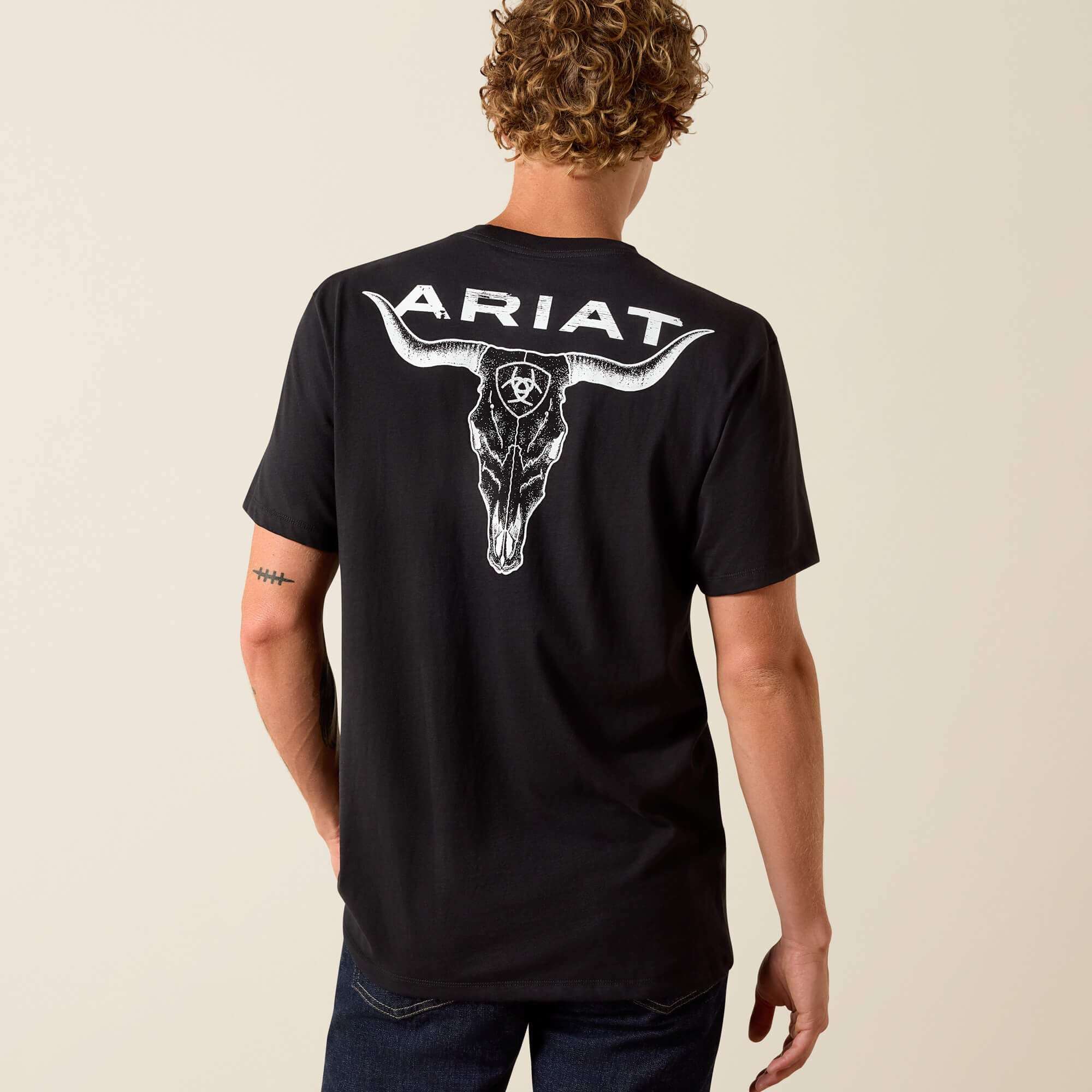 ARIAT MEN T-SHIRT STIPPLE STEER SS BLACK - 10058431 Laherradurawwnc.com