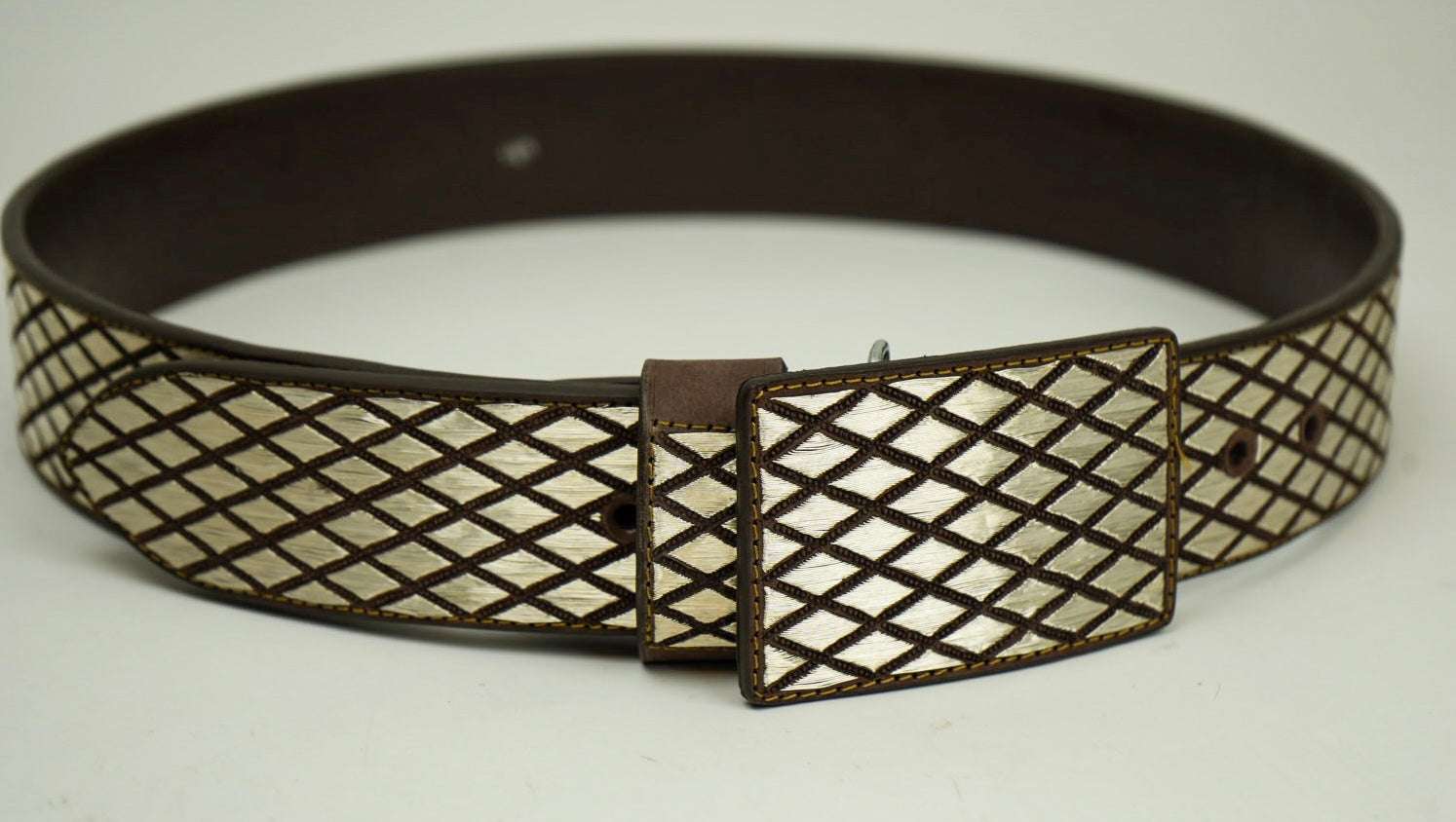CINTO DE PLATA ROMBO LISO CHOCOLATE Laherradurawwnc.com