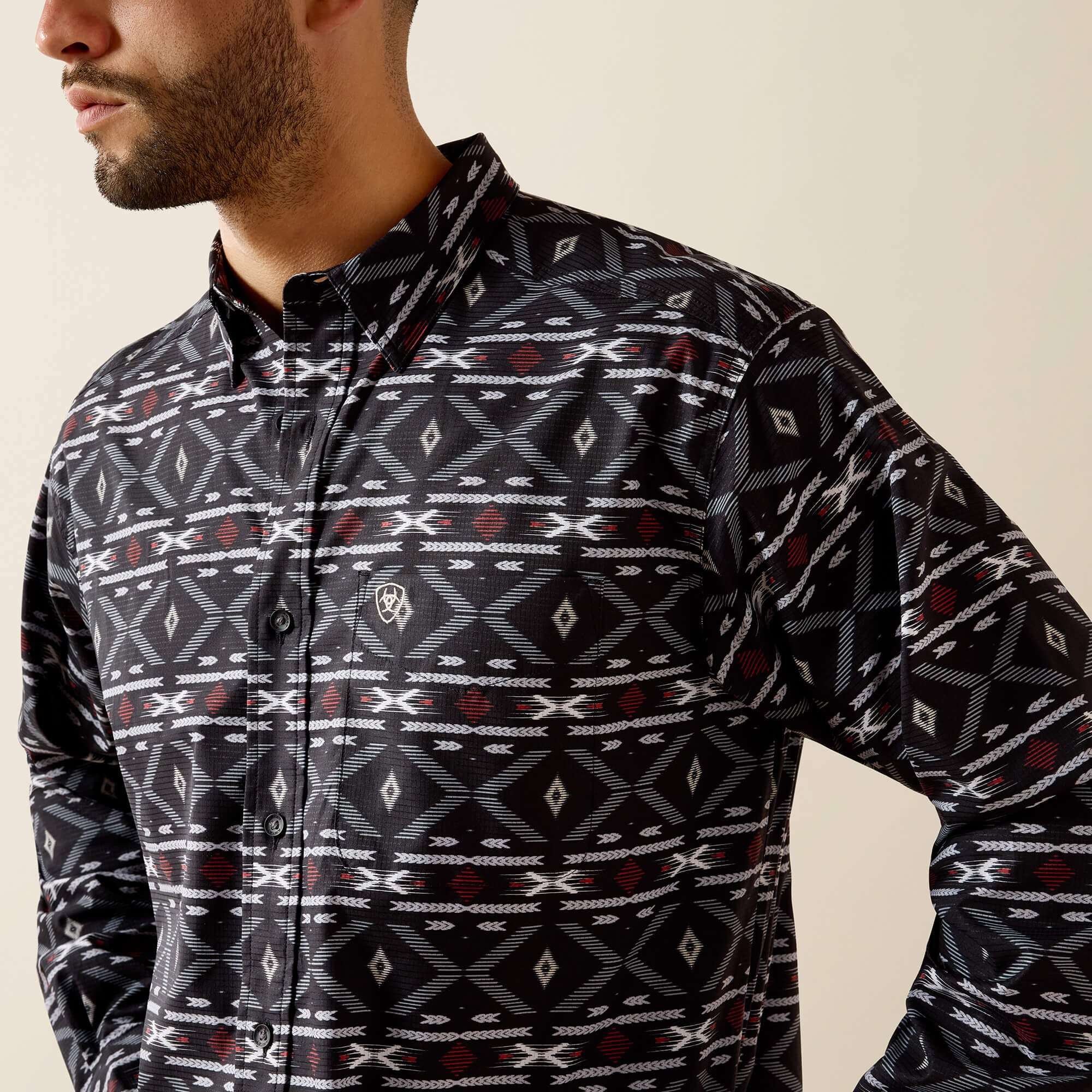 ARIAT MENS BLACK TAYLOR LS SHIRT -10071663 Laherradurawwnc.com