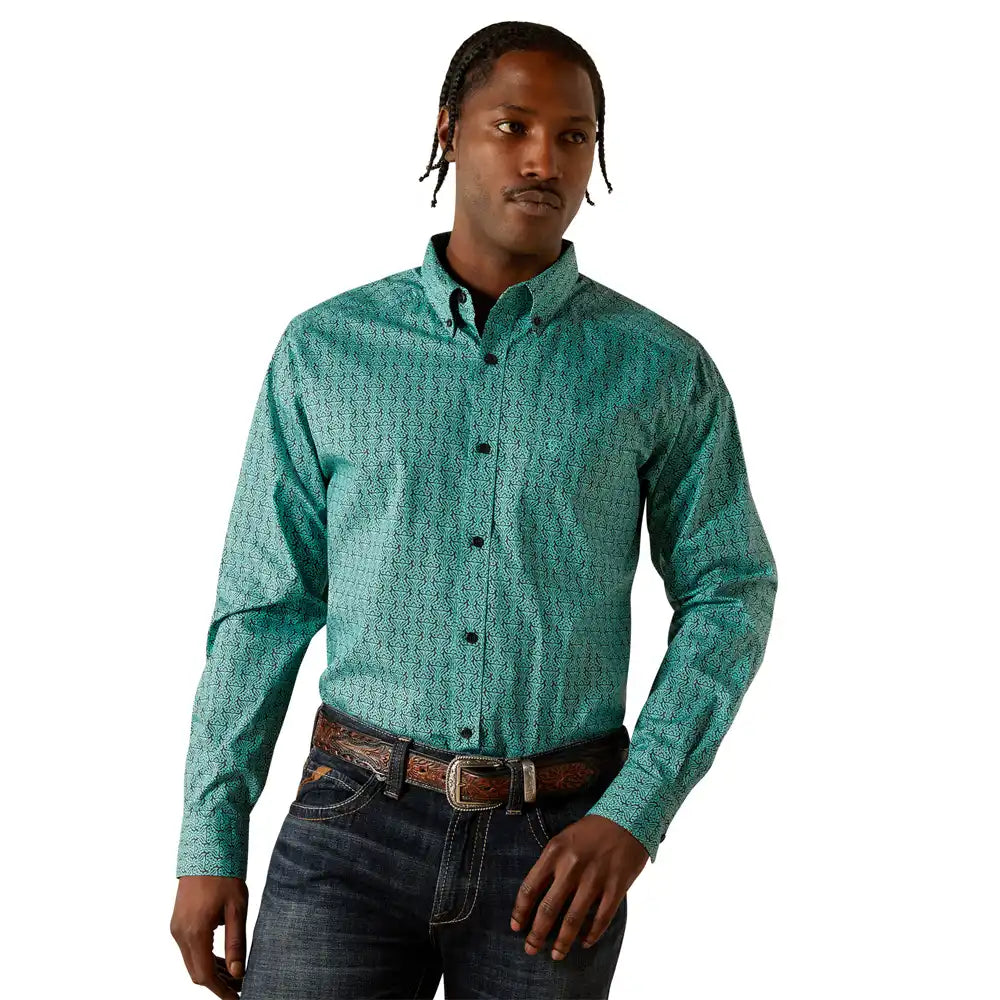 MENS ARIAT BERGER FITTED SHIRT AQUA BLUE 10062204