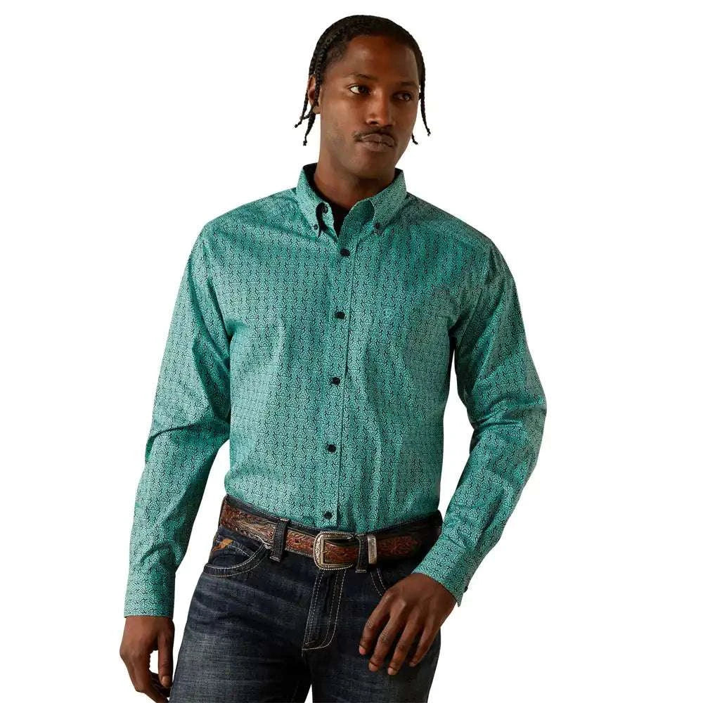 MENS ARIAT BERGER FITTED SHIRT AQUA BLUE 10062204 Laherradurawwnc.com