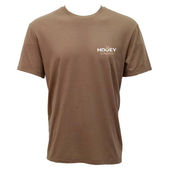 MEN HOOEY T-SHIRT BROWN CREW NECK WITH TAN/ WHITE BLACK BIRD LOGO ON BACK- HT2616BR