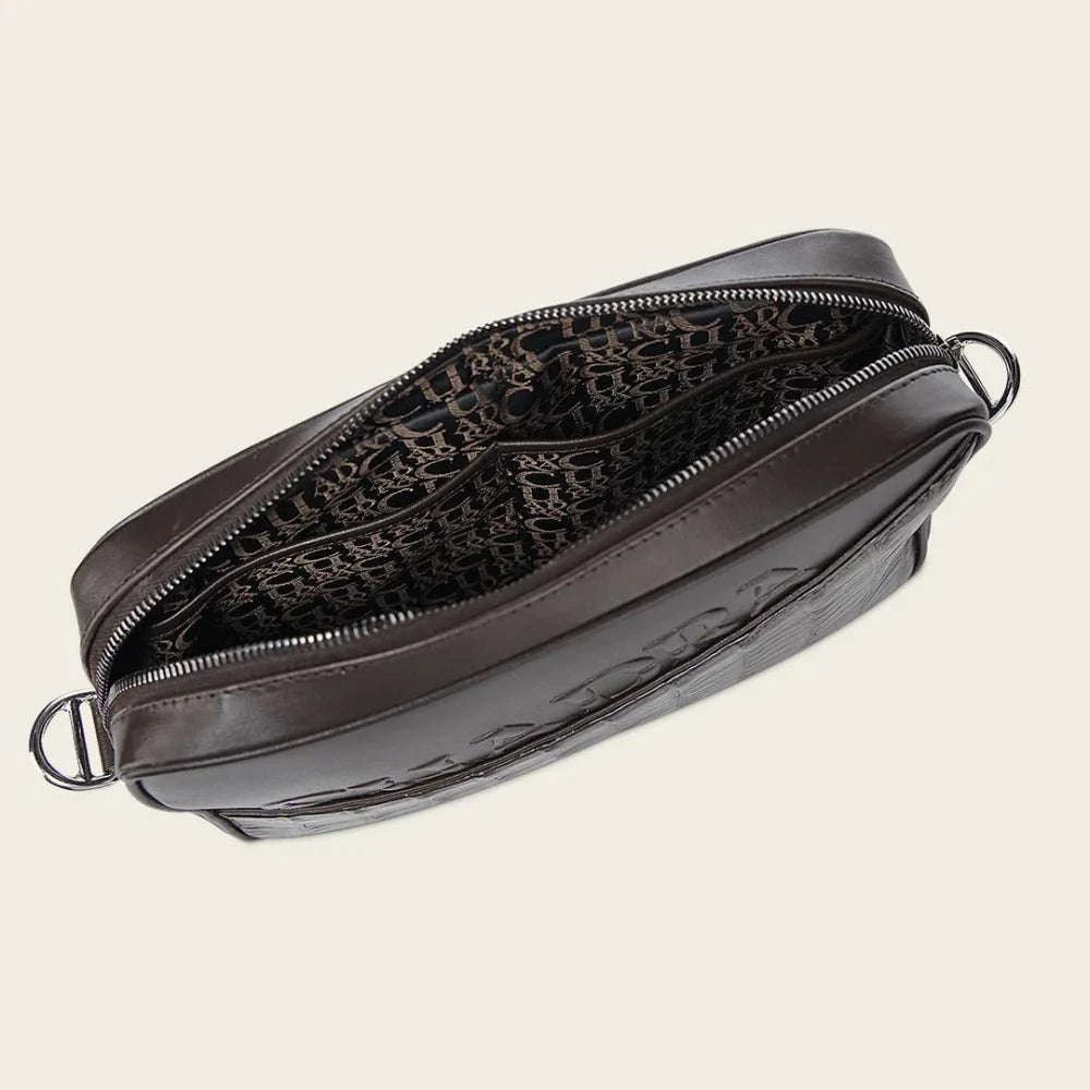 BOLSA CUADRA MENS ALLIGATOR CERDENA CAFE LASER ZIP DU729 Laherradurawwnc.com