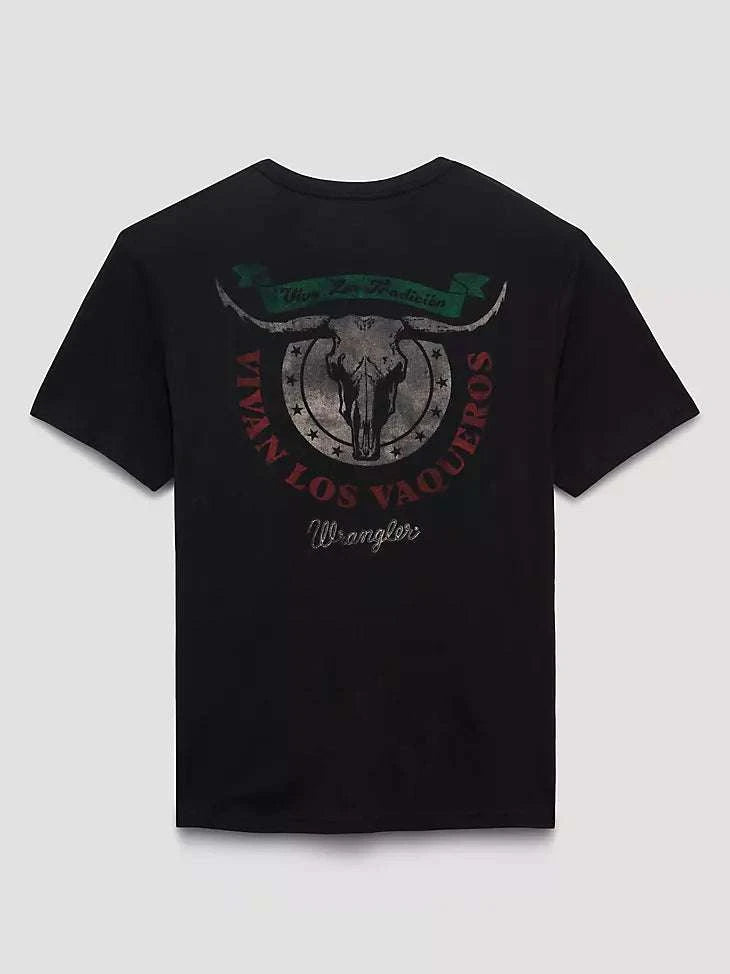MEN'S WRANGLER VIVA LA TRADICIÓN BLACK GRAPHIC T-SHIRT 112375728 Laherradurawwnc.com